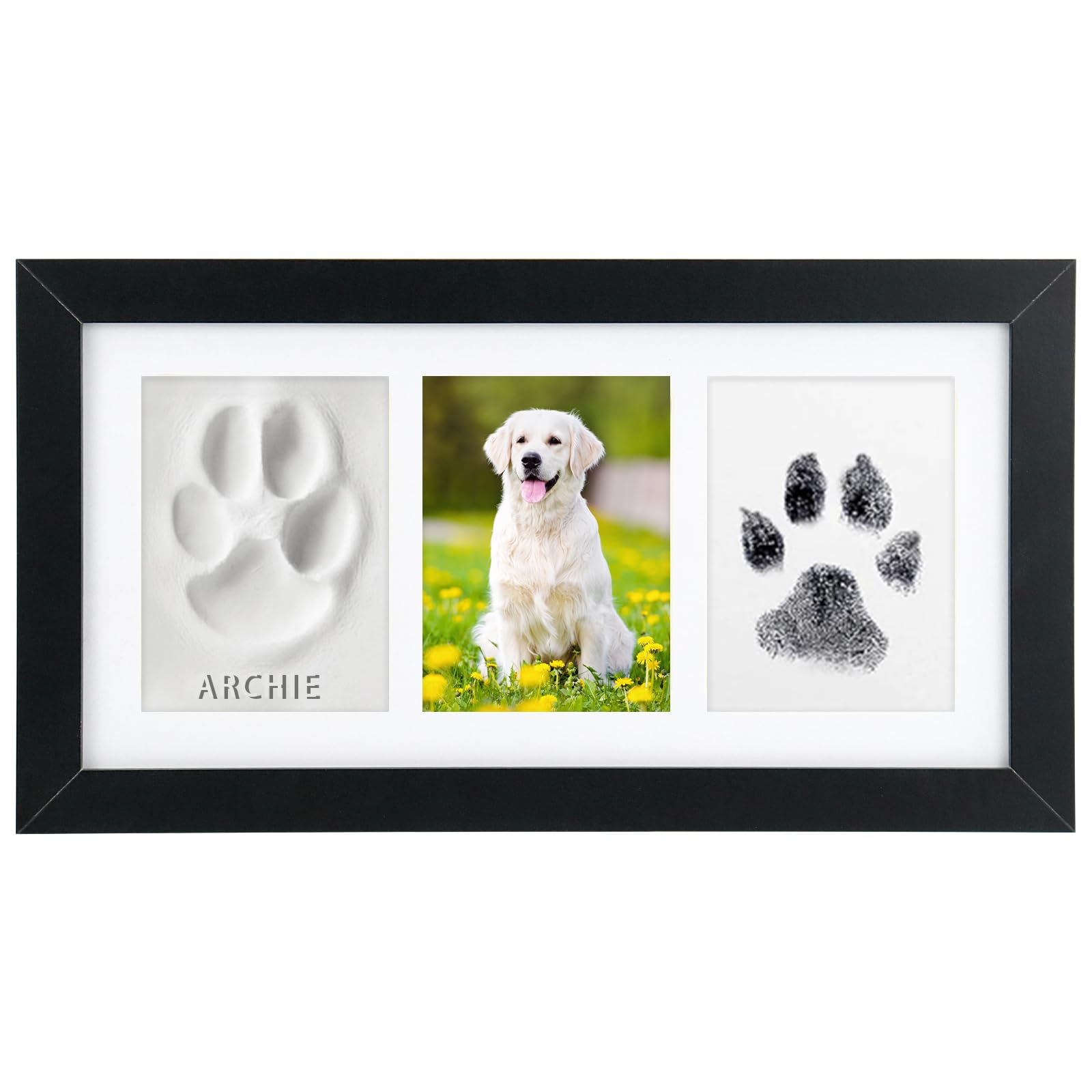 Seencool Paw Print Frame Kit, Dog Paw Print Kit with No Toxic Clay & No Mess Ink Pad, Pet Paw Print Impression Kit with Customiz