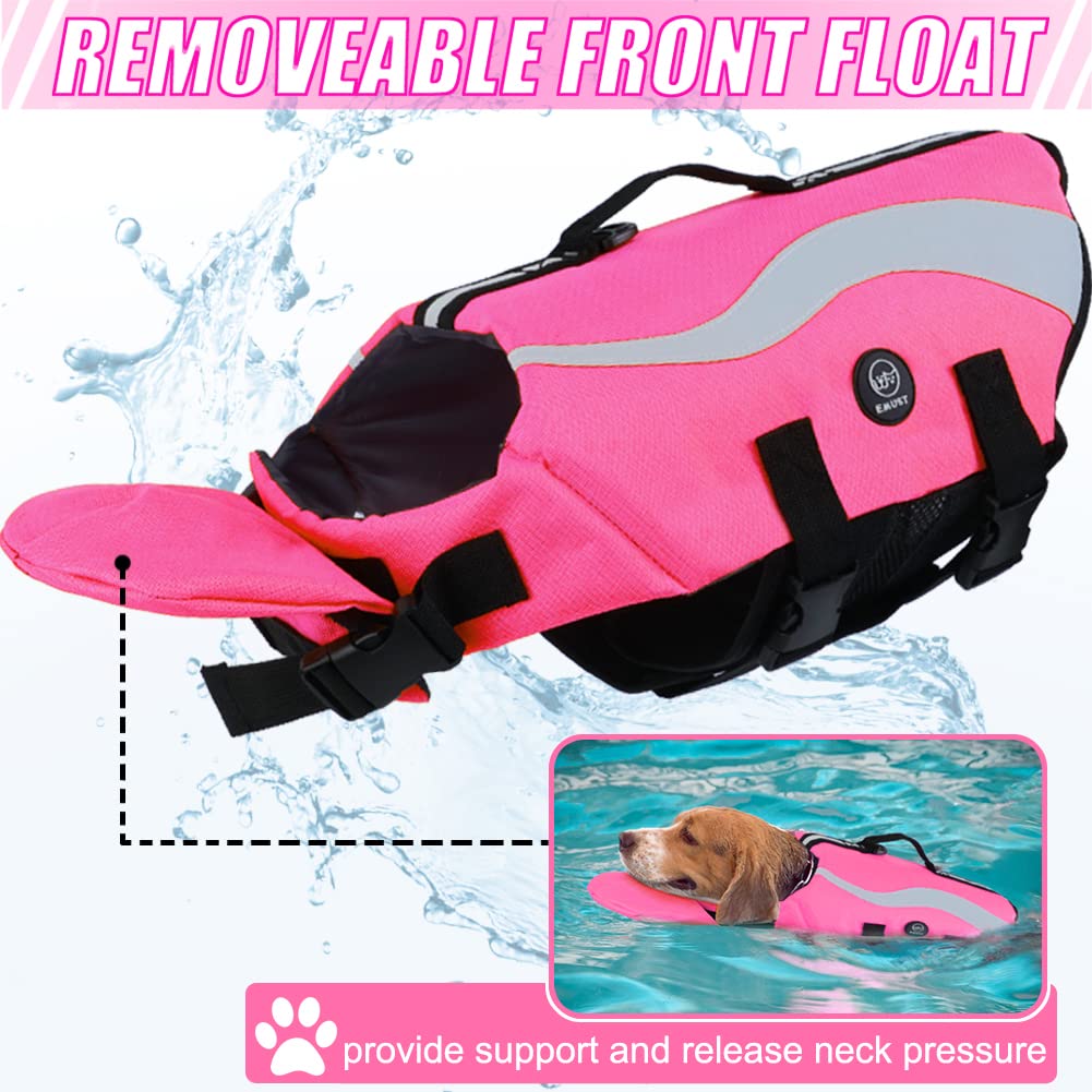 Emust Life Vests For Dogs, Lightweight Small/Medium/Large Dog Life Preserver, Xl Swim Jacket For Swimming/Boat/Water, Pink,Xl