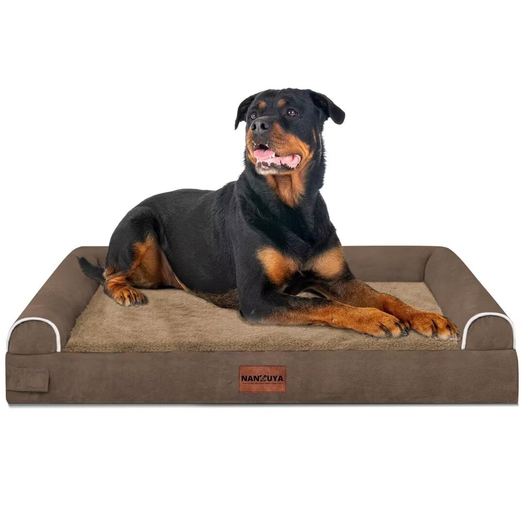 Large Dog Bed Orthopedic Washable: Beds Bolster Xl Bed Large Big Dogs Memory Foam Couch Sofa Waterproof With Removable Cover - Brown