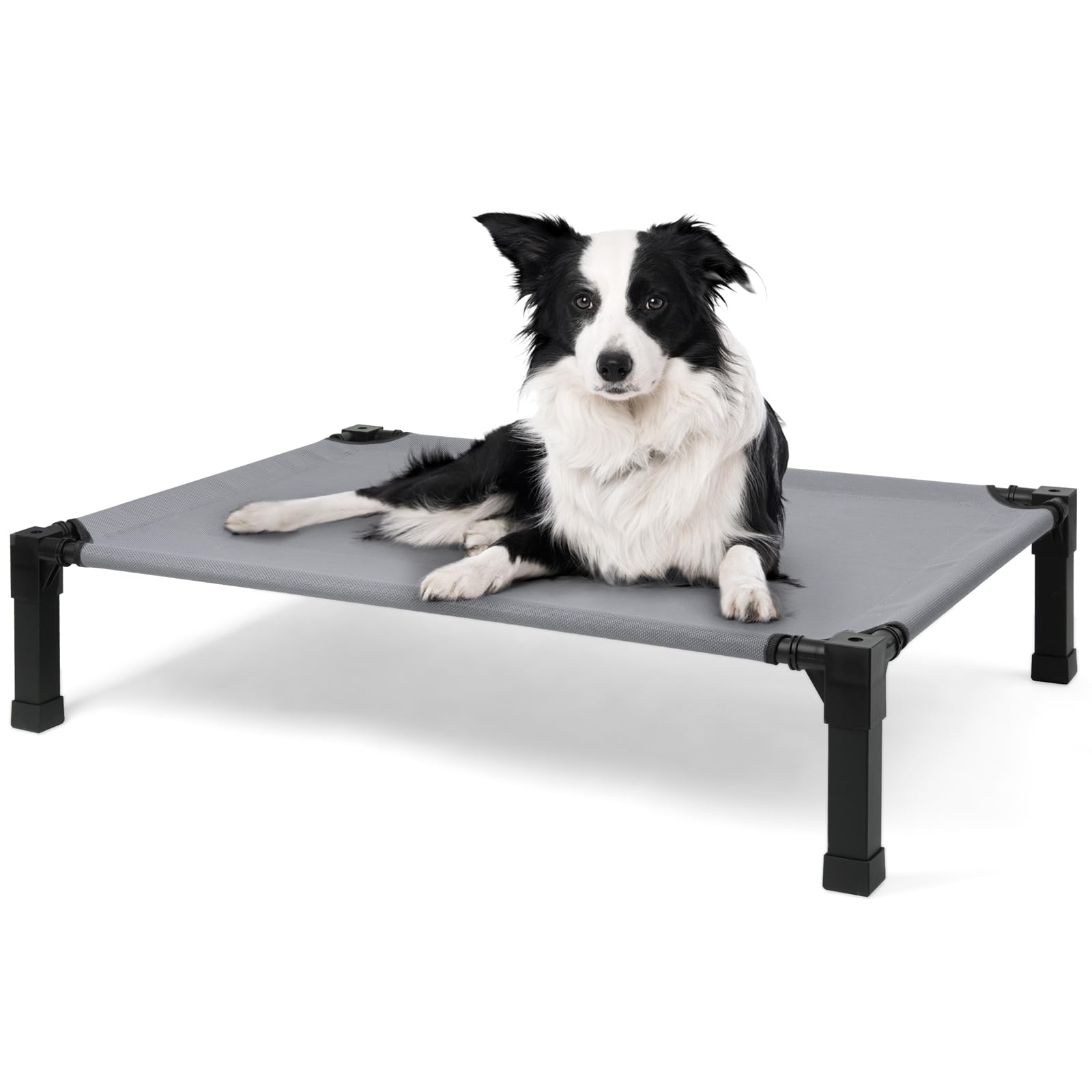 Cooling Elevated Dog Bed, Raised Dog Bed with Washable Breathable Mesh and Metal Frame, Portable Dog Cot Bed with No-Slip Feet f