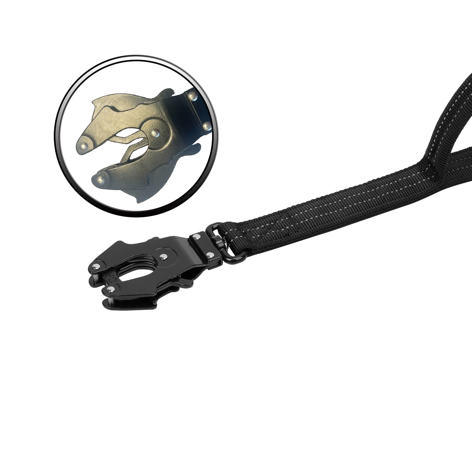 Icefang Tactical Dog Leash,K9 Training Walking Bungee Lead With 2 Control Handle,Heavy Duty Quick Release Metal Clasp,Hands Free