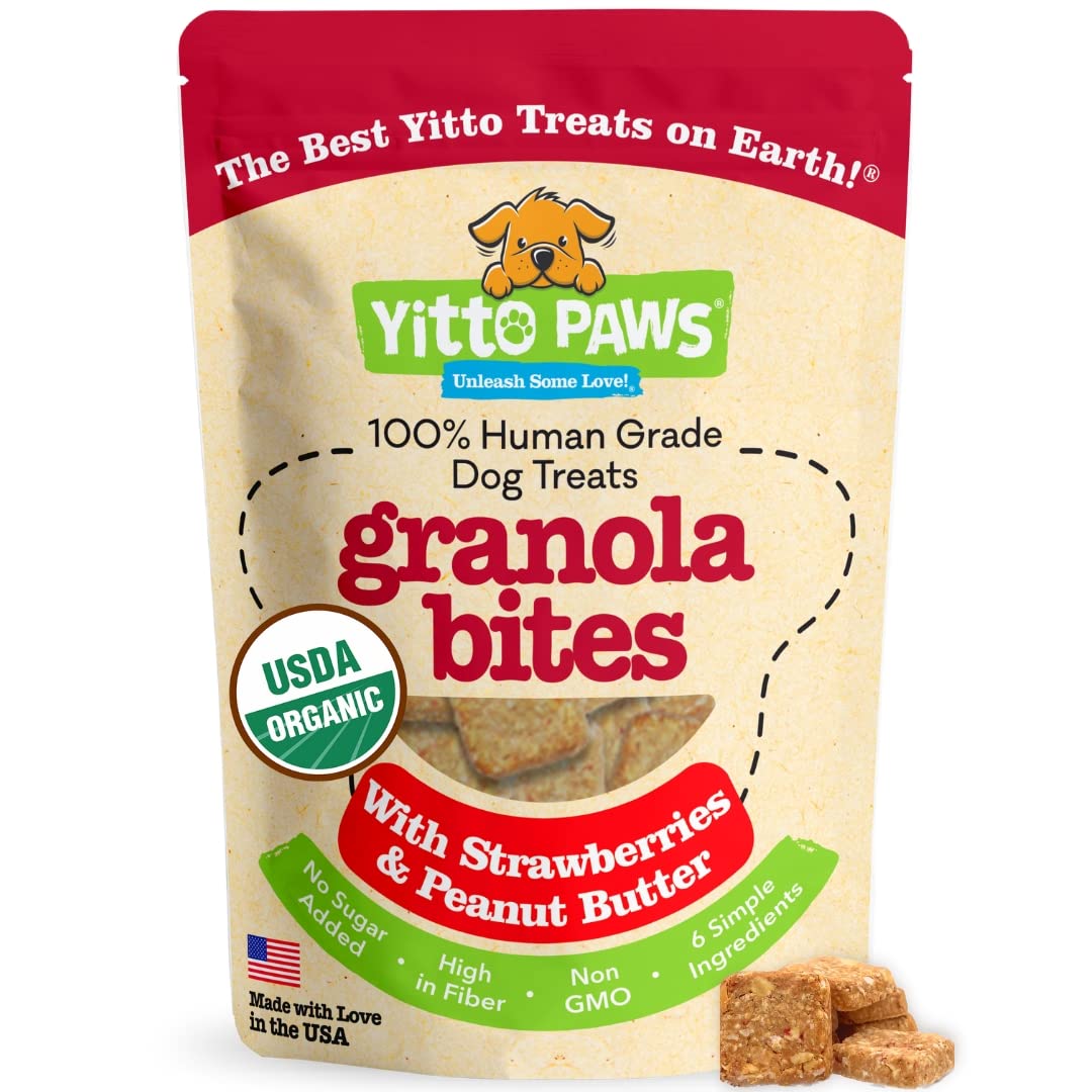 Crunchy Organic Peanut Butter Dog Treats, Strawberry & Oats Healthy Dog Treats, Vegan All Natural Dog Training Treats Made in US