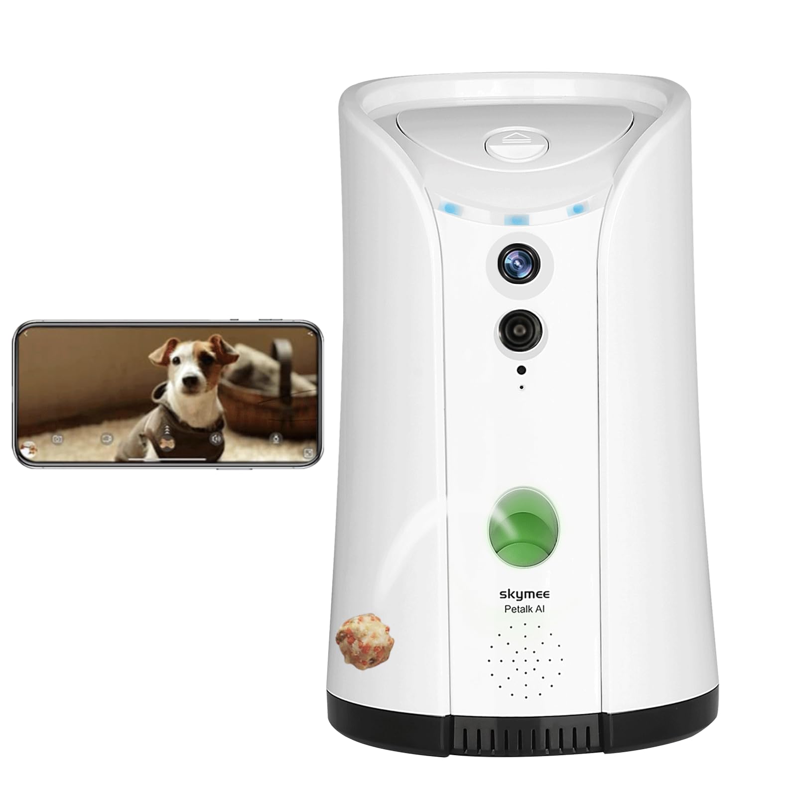 Skymee Petalk Ai Dog Camera Automatic Treat Dispenser, 5G&2.4G Wifi Hd Pet Camera, Remote Treat Tossing