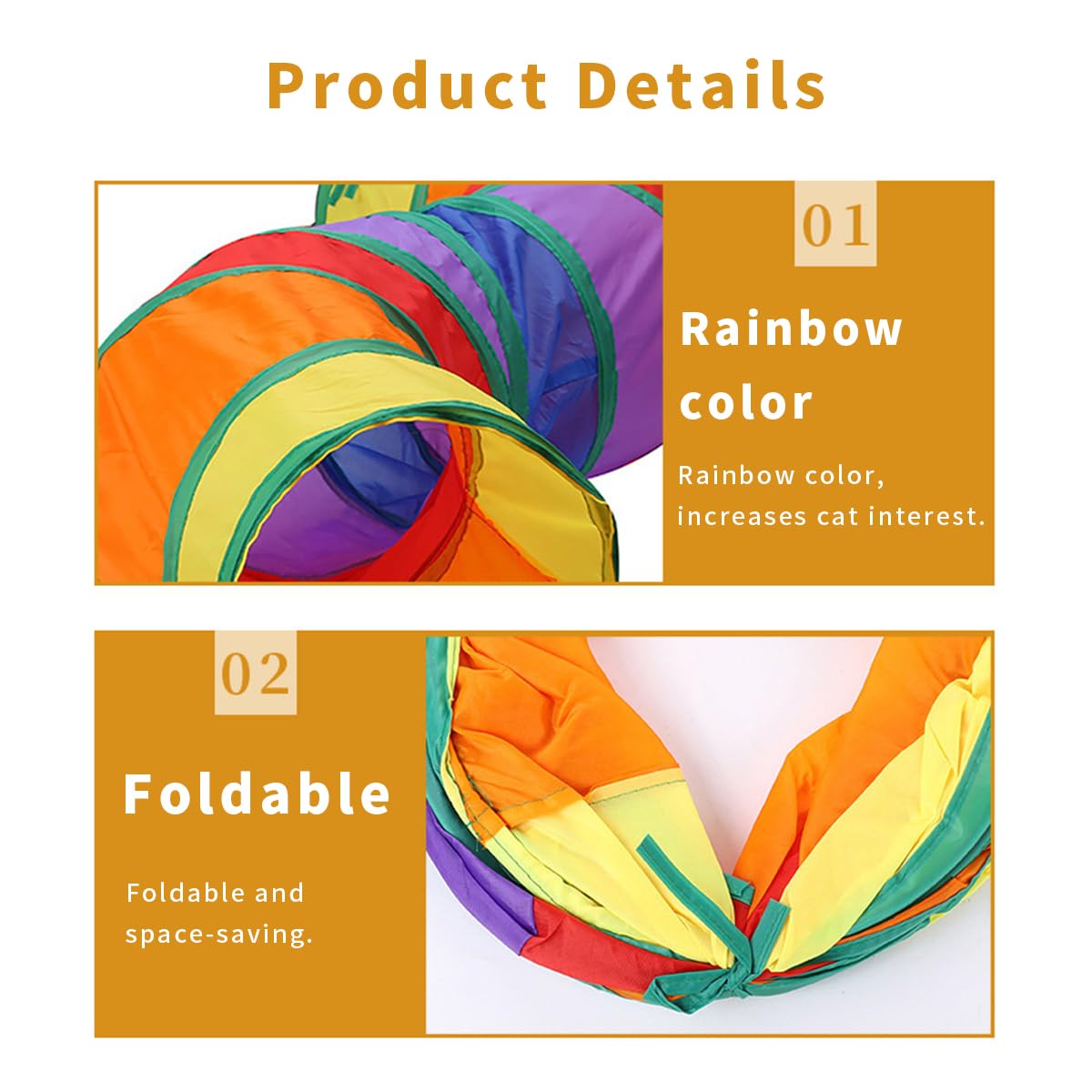 Suswim Cat Tunnel,Pet Cat Tunnels For Indoor Cats Large,Collapsible Cat Tunnel Maze Toy Shape S,Rainbow Colors.