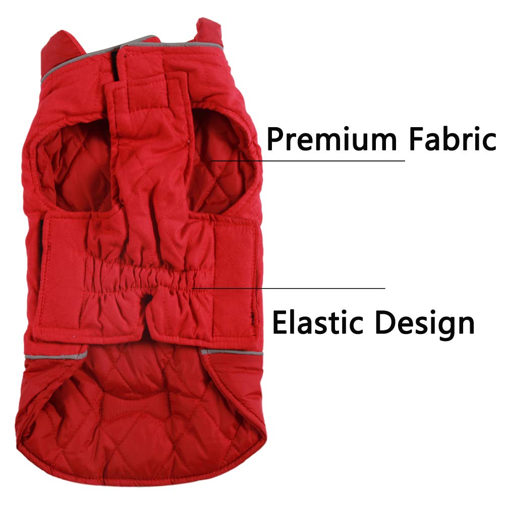 Vecomfy Reversible Dog Coats For Large Dogs Waterproof Warm Dog Jacket For Cold Winter,Red Xl