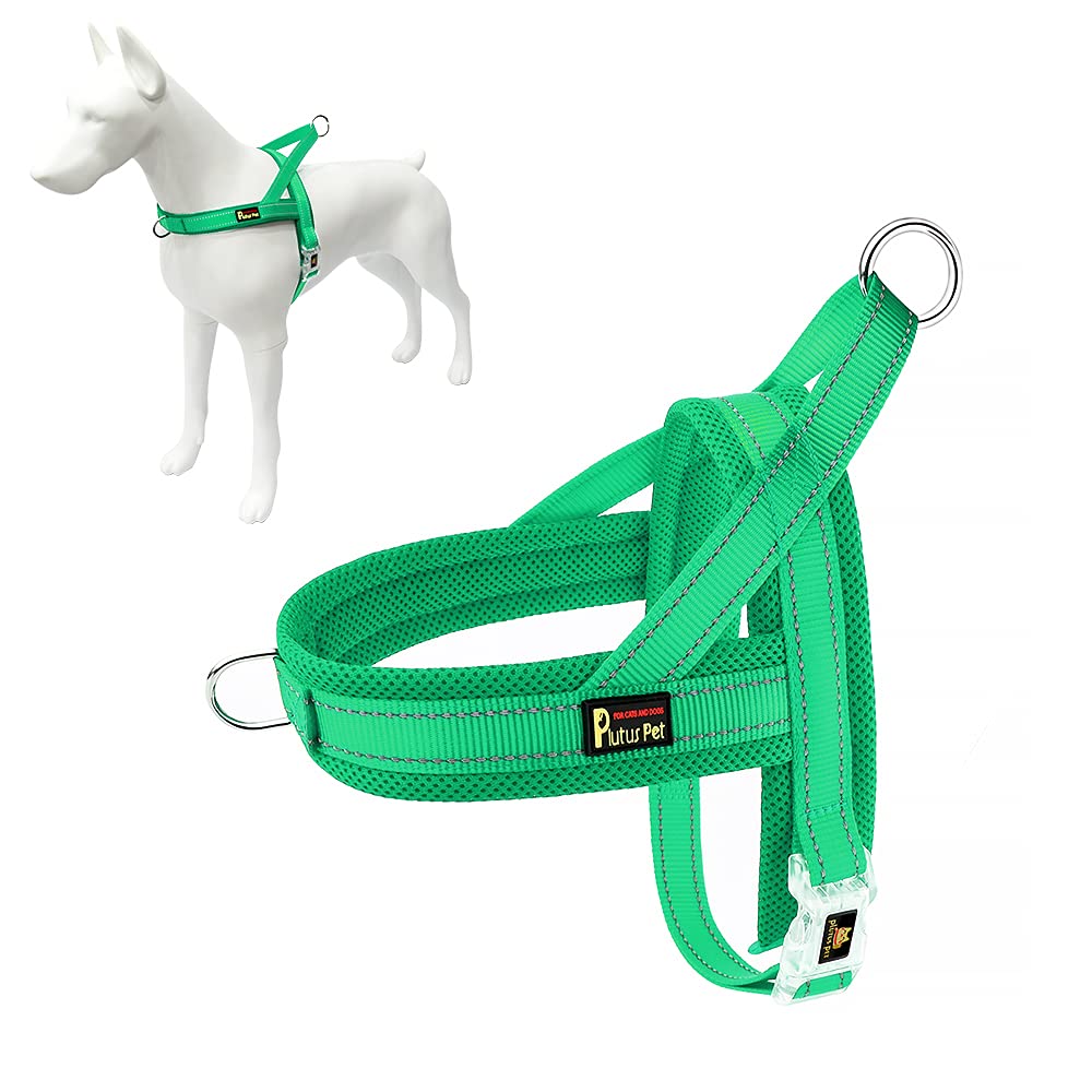 Plutus Pet No Pull Dog Harness With Breathable Mesh Padded, Adjustable Reflective Escape Proof Dog Harness, Quick Fit Dog Vest Harness For Small Medium Large Dogs(M, Green)