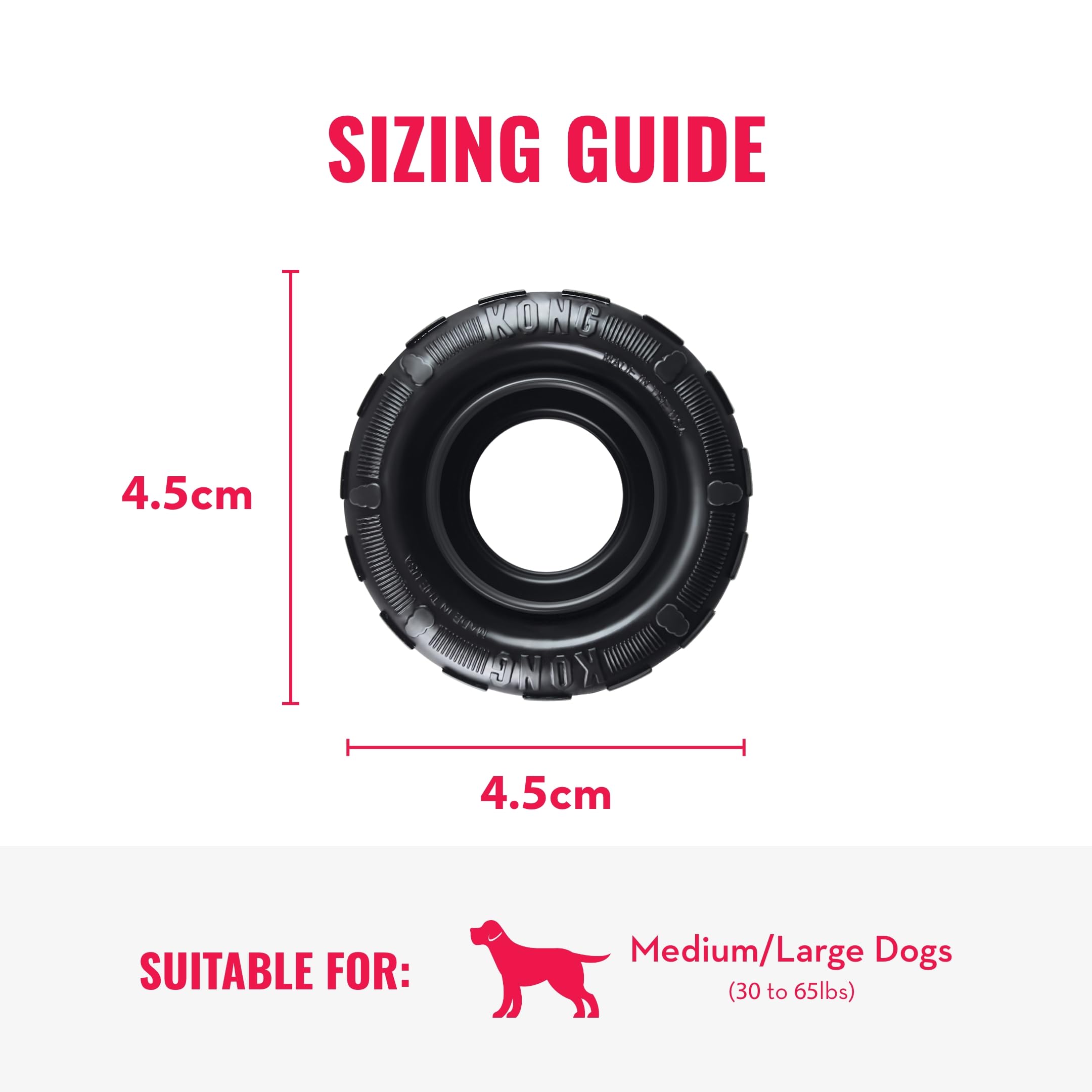 Kong Extreme Tires - Kong'S Most Durable Natural Rubber Chew & Fetch Toy - Treat Dispenser Dog Tire Toy - Pet Supplies For Outdoor & Indoor Play - For Medium/Large Dogs