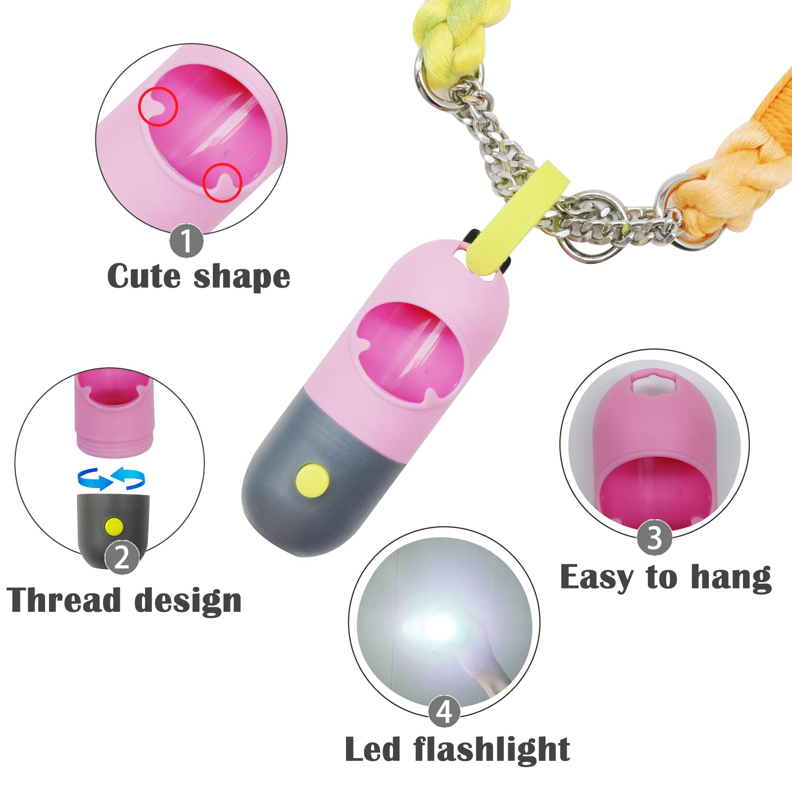 Dog Poop Bag Holder With 7 Rolls Of Green Dog Waste Bags Poop Bag Holder With Rechargable Battery & Usb Cable Poop Bag Dispenser