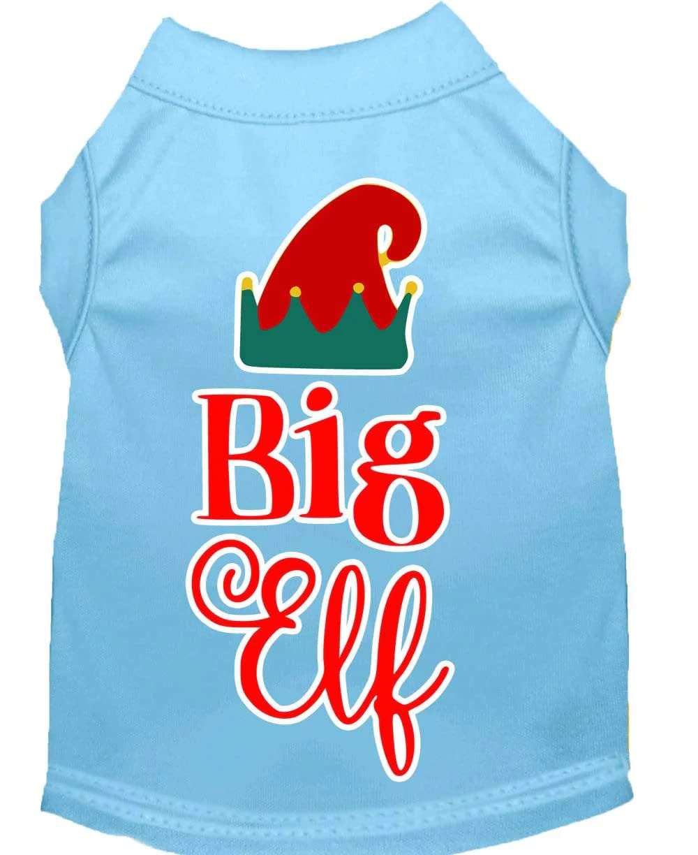 Christmas Pet Dog & Cat Shirt Screen Printed, &quot;Big Elf&quot; Baby Blue XL (14-20 lbs.)