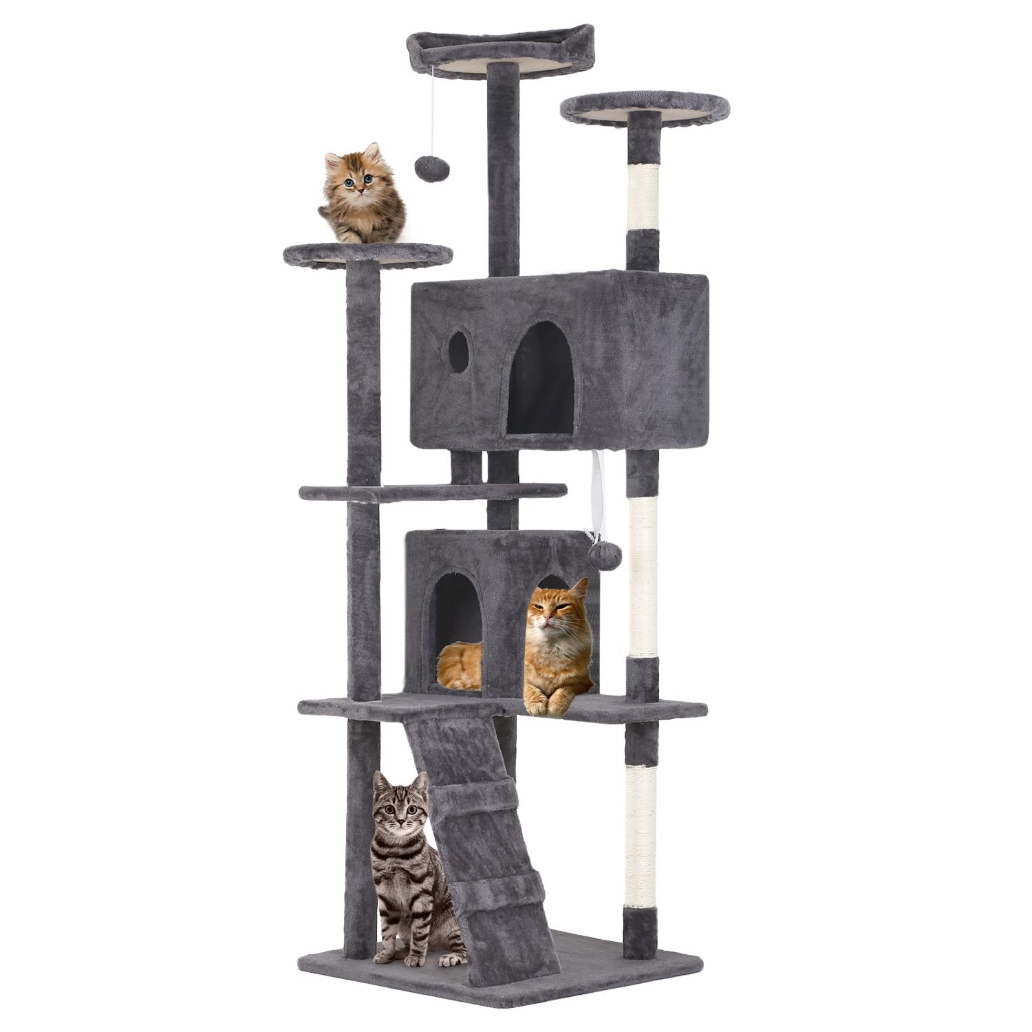 Fdw Cat Tree 70In Cat Tower Multi-Level Durable Cat Scratching Post & Cozy Fun Cat Jumping Platform Space Saving Cat Condo Pet P