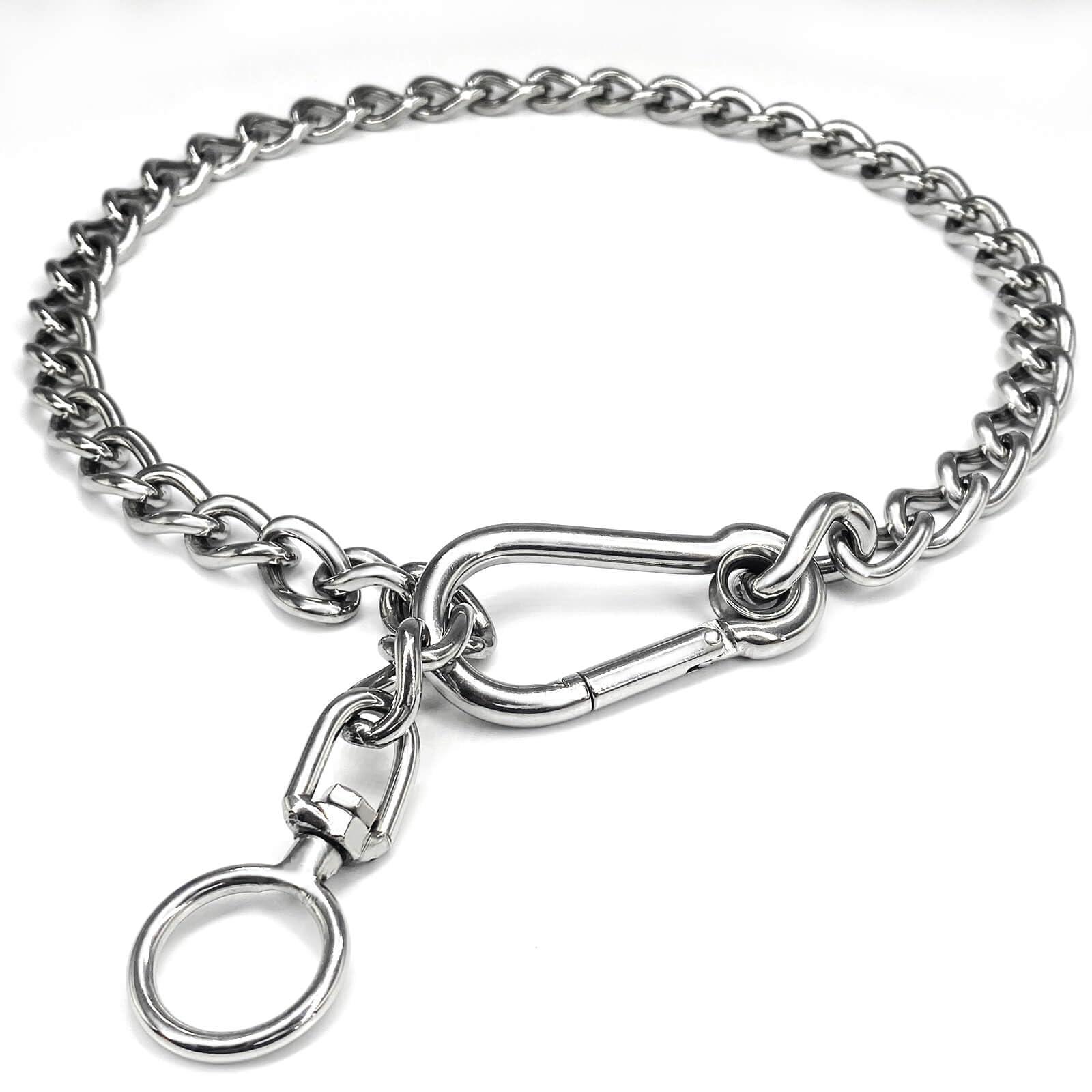 Dog Chain Collars 304 Stainless Steel Metal Chew Proof Dog Necklace Anti Winding Dog Leash Extension Lead for Small Medium Large
