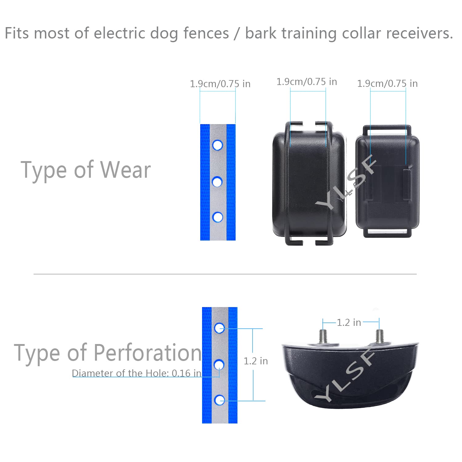 Etpet Dog Collar Strap For Most Of Electronic Training Shock Collar Receivers-Adjustable Durable Waterproof Odorless 3/4 Inch Collar Replacement For Barking Fence-Pet Tpu Collar Strap