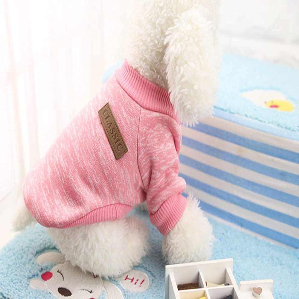 Idepet Pet Dog Classic Sweater, Soft Fleece Coat For Small,Medium Dog,Warm Pet Dog Cat Clothes,Soft Puppy Customes 2 Color (L, P