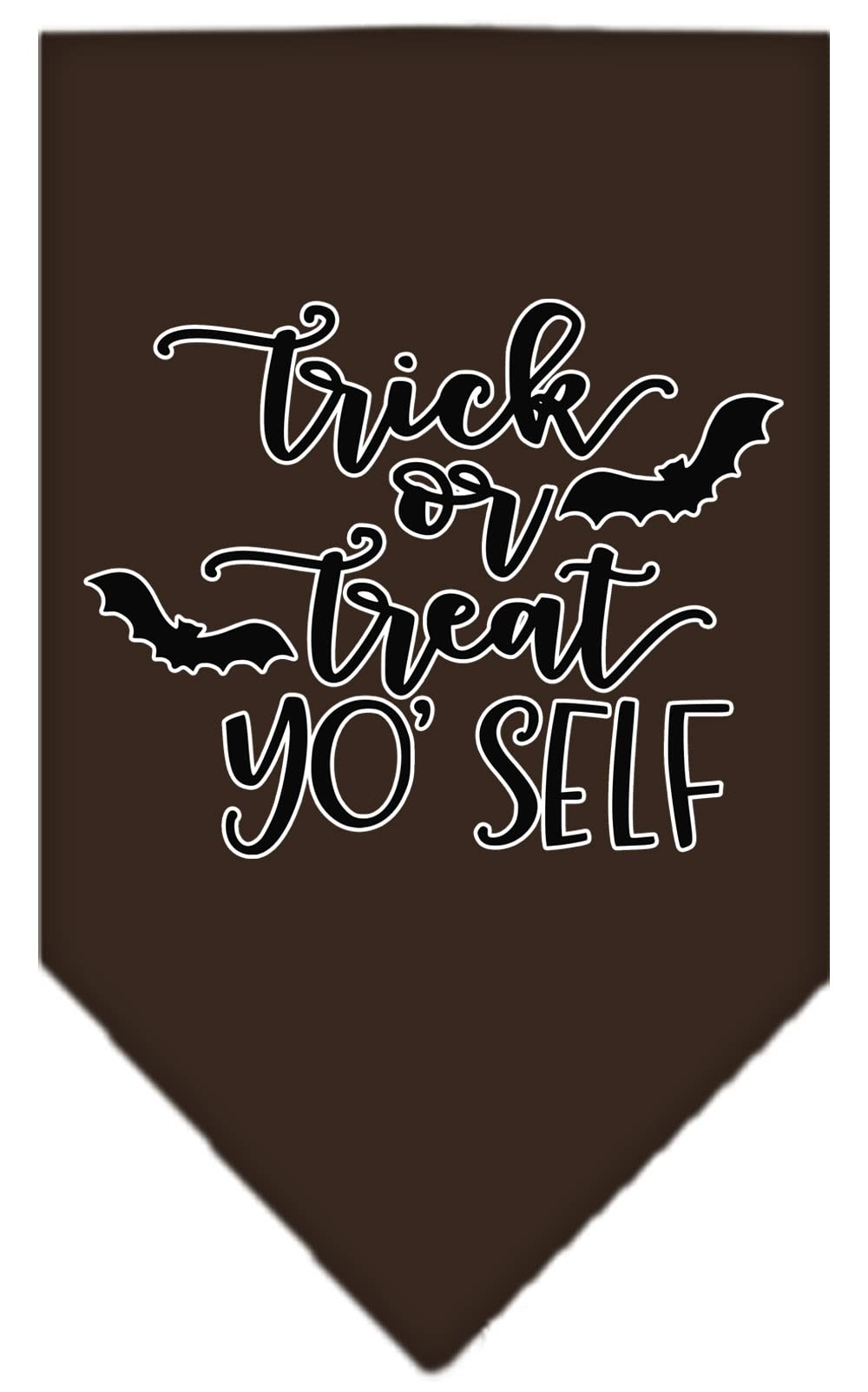 Halloween Pet and Dog Bandana Screen Printed, &quot;Trick Or Treat Yo' Self&quot; Cocoa Small