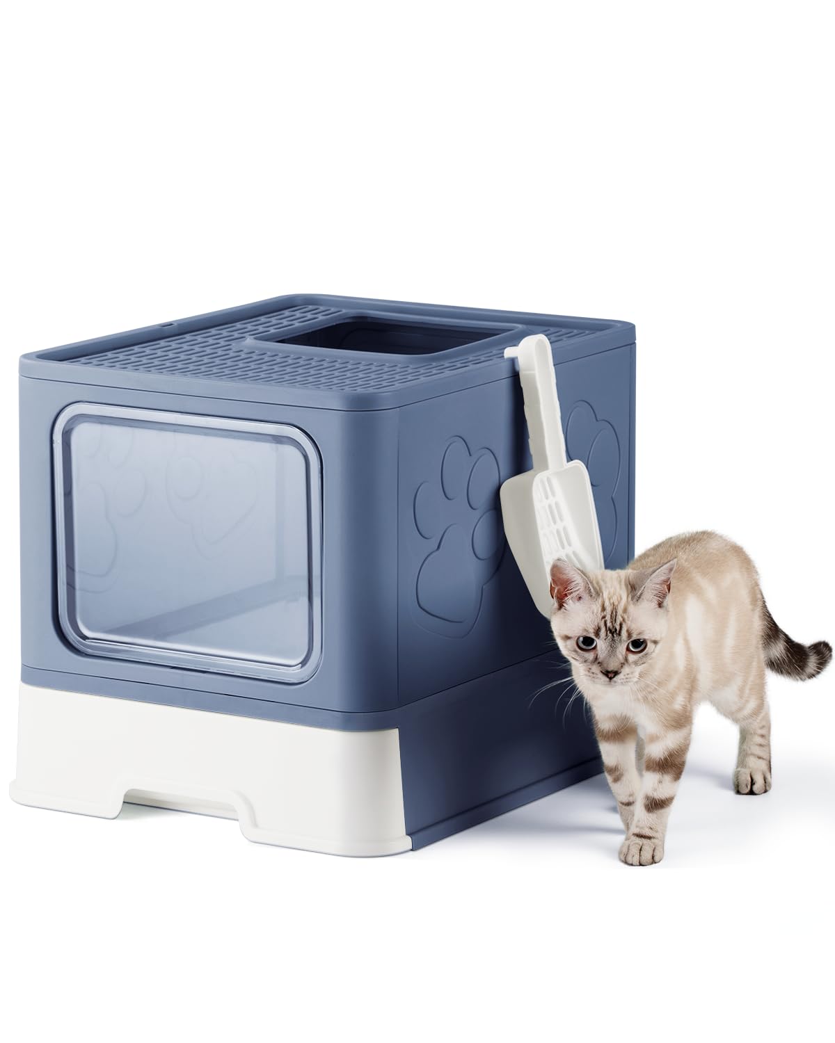 Qualasision Enclosed Cat Litter Box, Large Litter Box for Big Cats, Covered Kitty Litter Boxes with Lid, Top Entry Cat Box Enclo