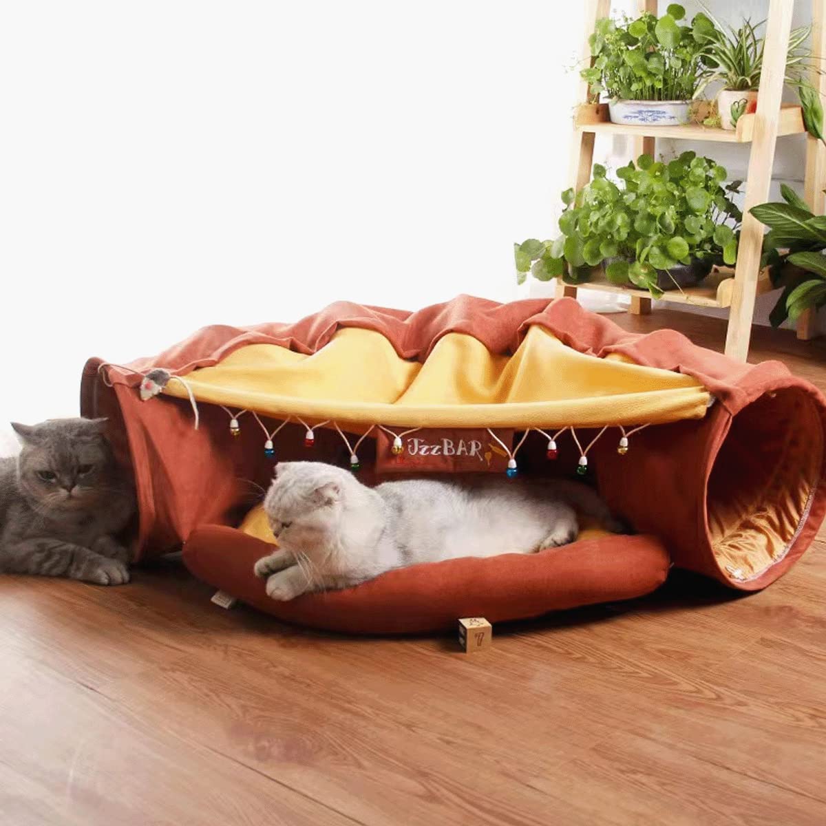 Leftstarer 2-In-1 Collapsible Cat Tunnels For Indoor Cats Beds And Hideout For Pets Dogs Rabbits Home Soft Tunnel Tubes Toys Wit