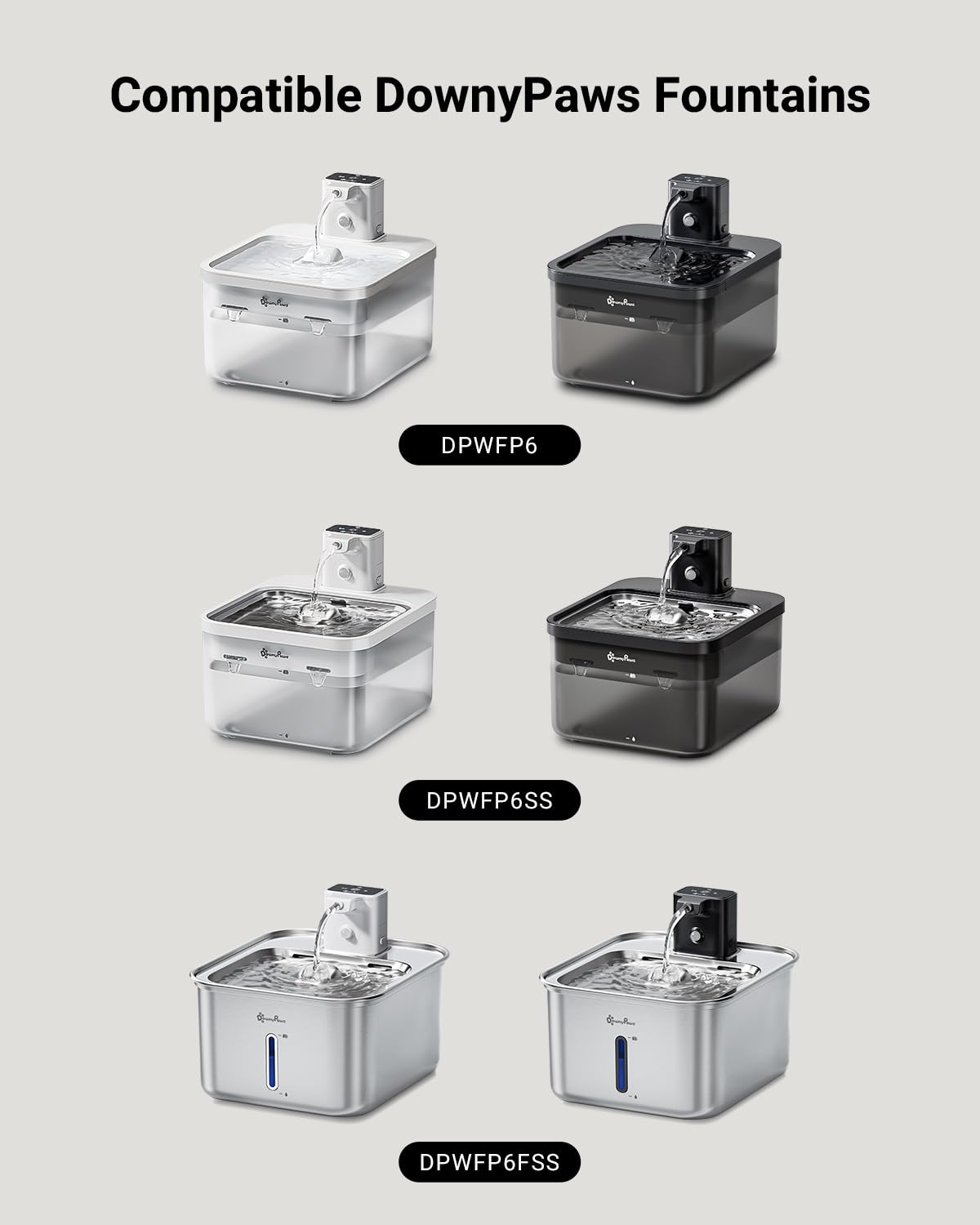 Downypaws 12 Packs Replacement Filters For Battery Operated Cat Water Fountain Dpwfp6 Fursink, 6 Months Set Of Replacement Filte