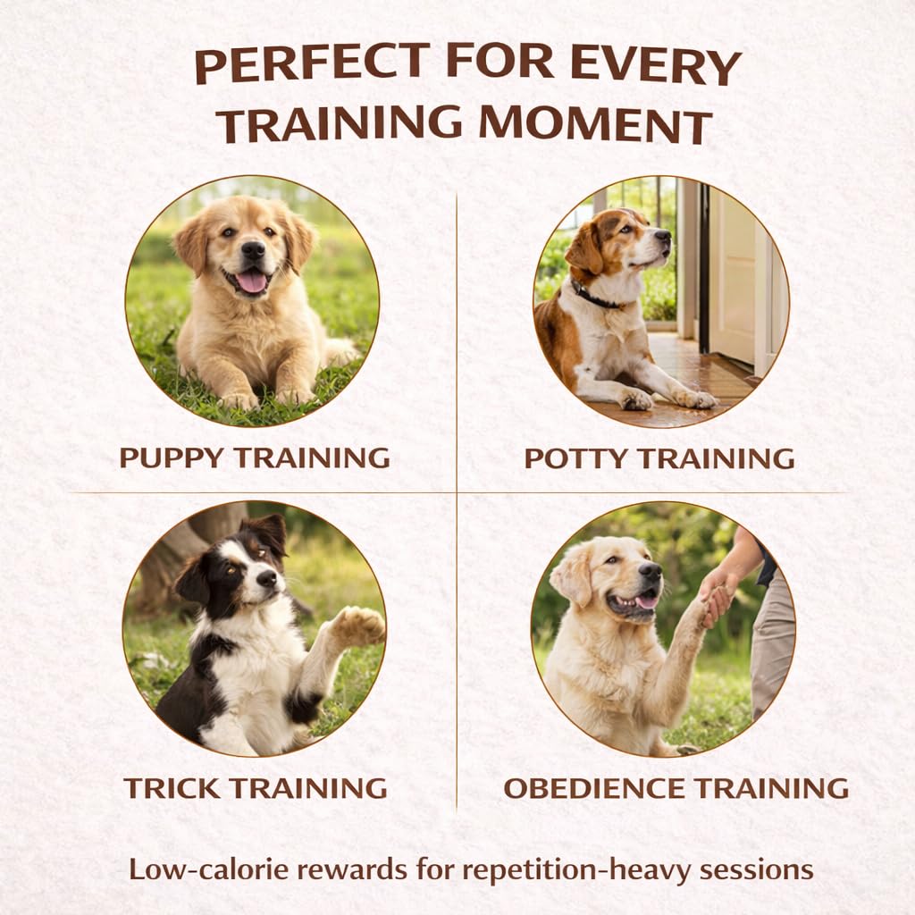 Natural Grain-Free Puppy & Dog Training Treats - Tender Tidbits (Beef, Chicken, Peanut Butter & Salmon) Made in USA (24oz, Varie