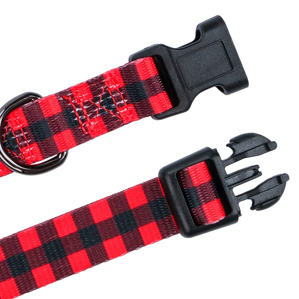 Rhea Rose Red Black Checkered Dog Collar Small Size