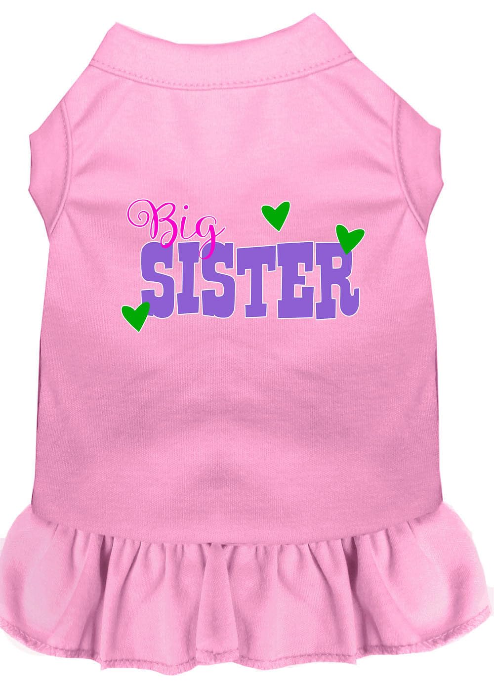 Pet Dog & Cat Dress Screen Printed, "Big Sister" Light Pink 4XL (30-45 lbs.)