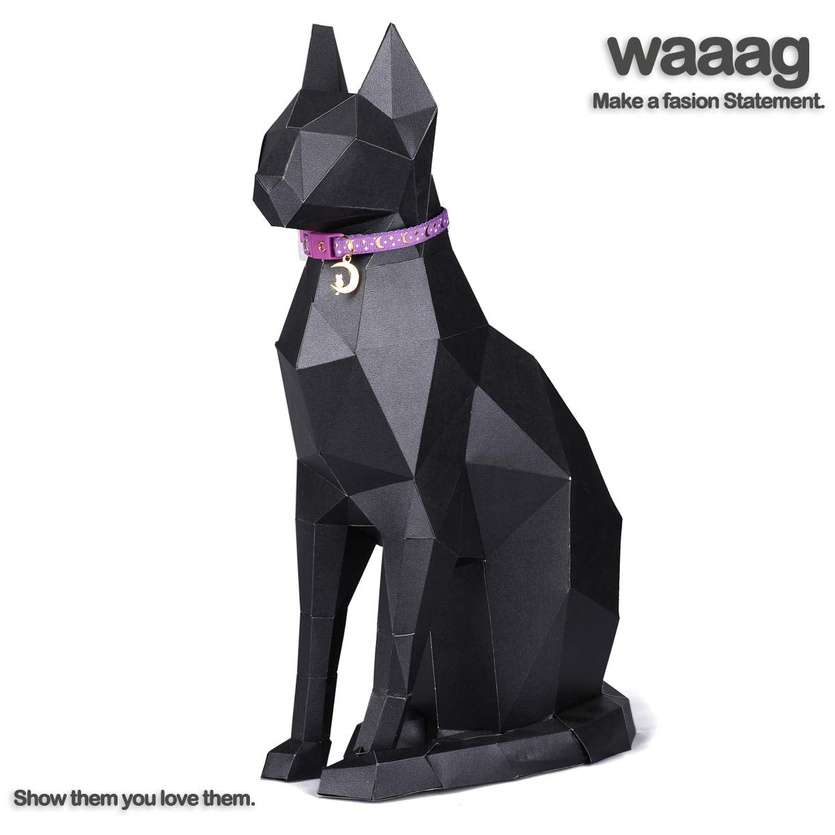 Waaag Cat Collars, Gold Moons And Stars Cat Collar, Safety Breakaway Cat Collar, Glow In The Dark (Kitten 6.5'-10' Neck, Laven