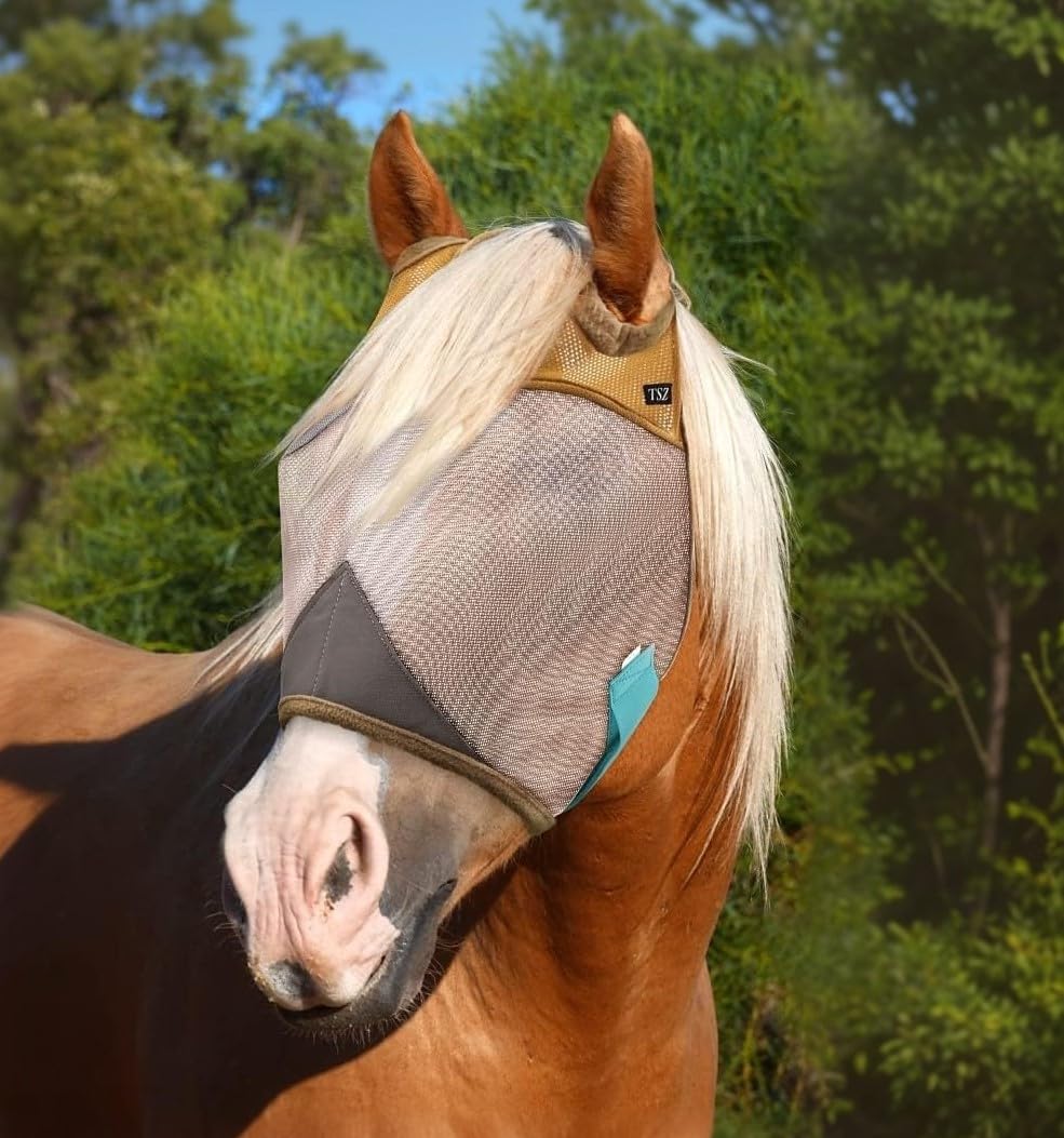 Fly Masks For Horses, Standard No-Ear Flymask, 70% Uv-Block, Breathable Fly Mask For Equines, Durable, Comfortable Fit For All-D