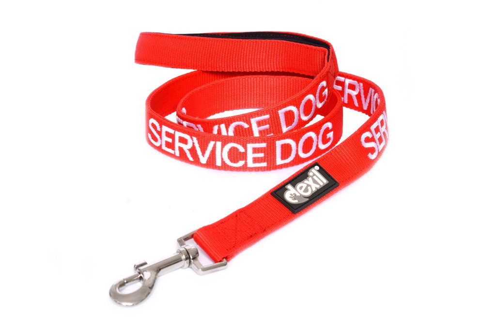 Dexil Limited Service Dog Red 4Ft 6Ft Padded Dog Leash Prevents Accidents By Warning Others Of Your Dog In Advance (4Ft)