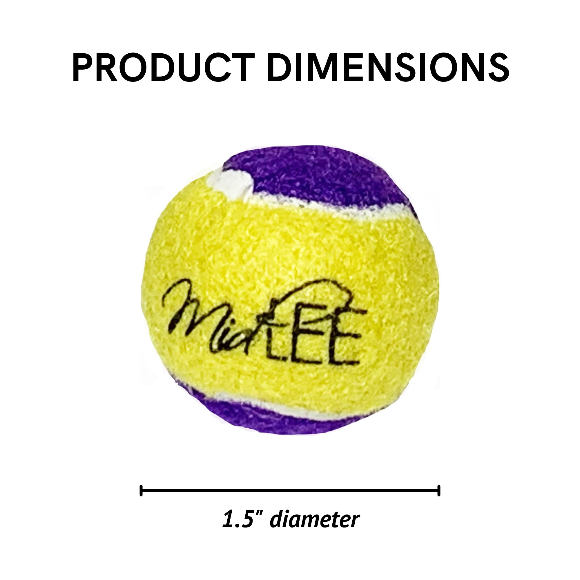 Midlee Squeaky Mini Tennis Ball For Dogs 1.5'- Pack Of 12 (Yellow/Purple)- Pet Fetch Small Squeaker Interactive Squeaking Dog Toy
