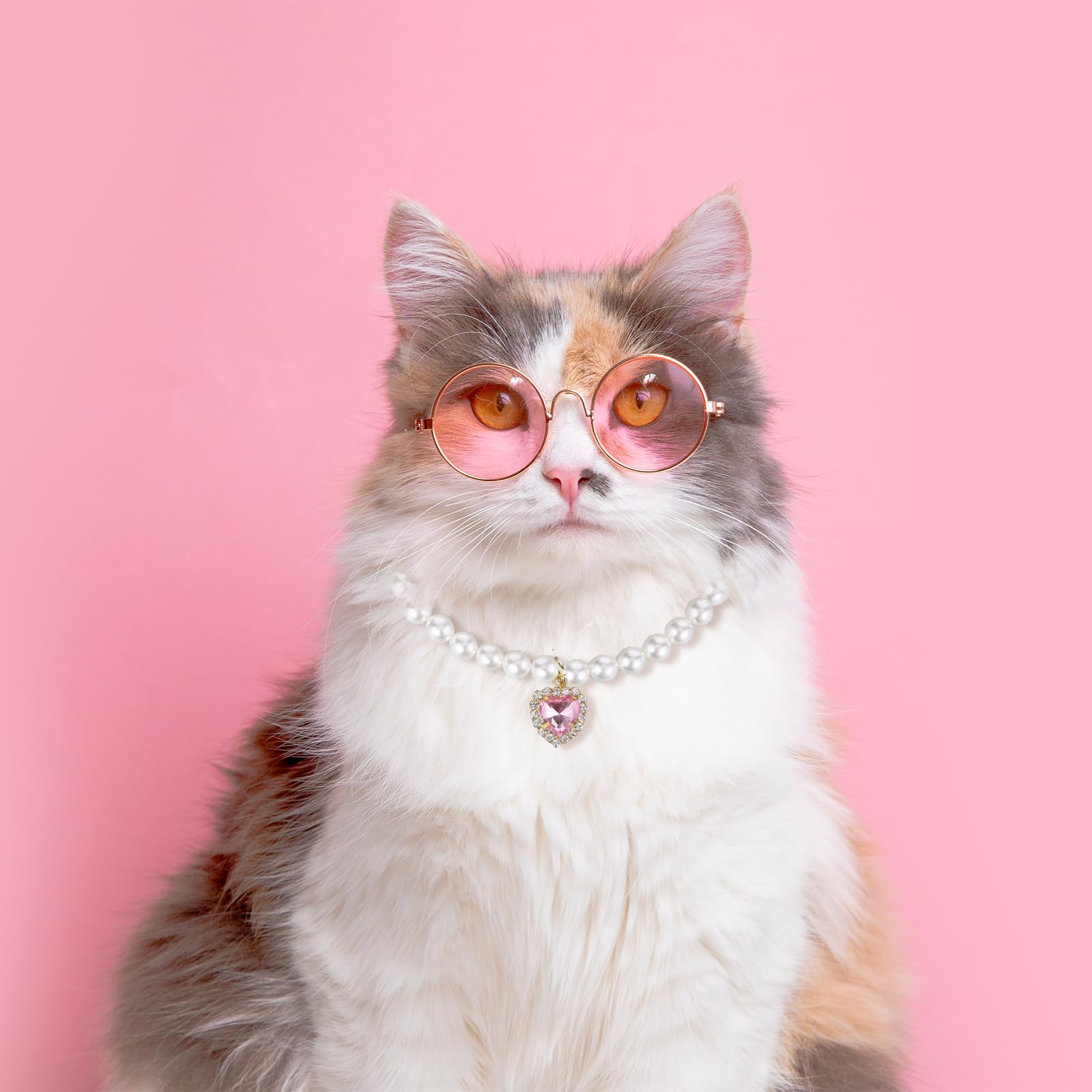 2Pcs Pearl Cat Collar, Cute Cat Collars For Girl Cats, Beaded Dog Collar Girl, Pearl Collar For Dogs, Cat Chain, Dog Pearl Neckl