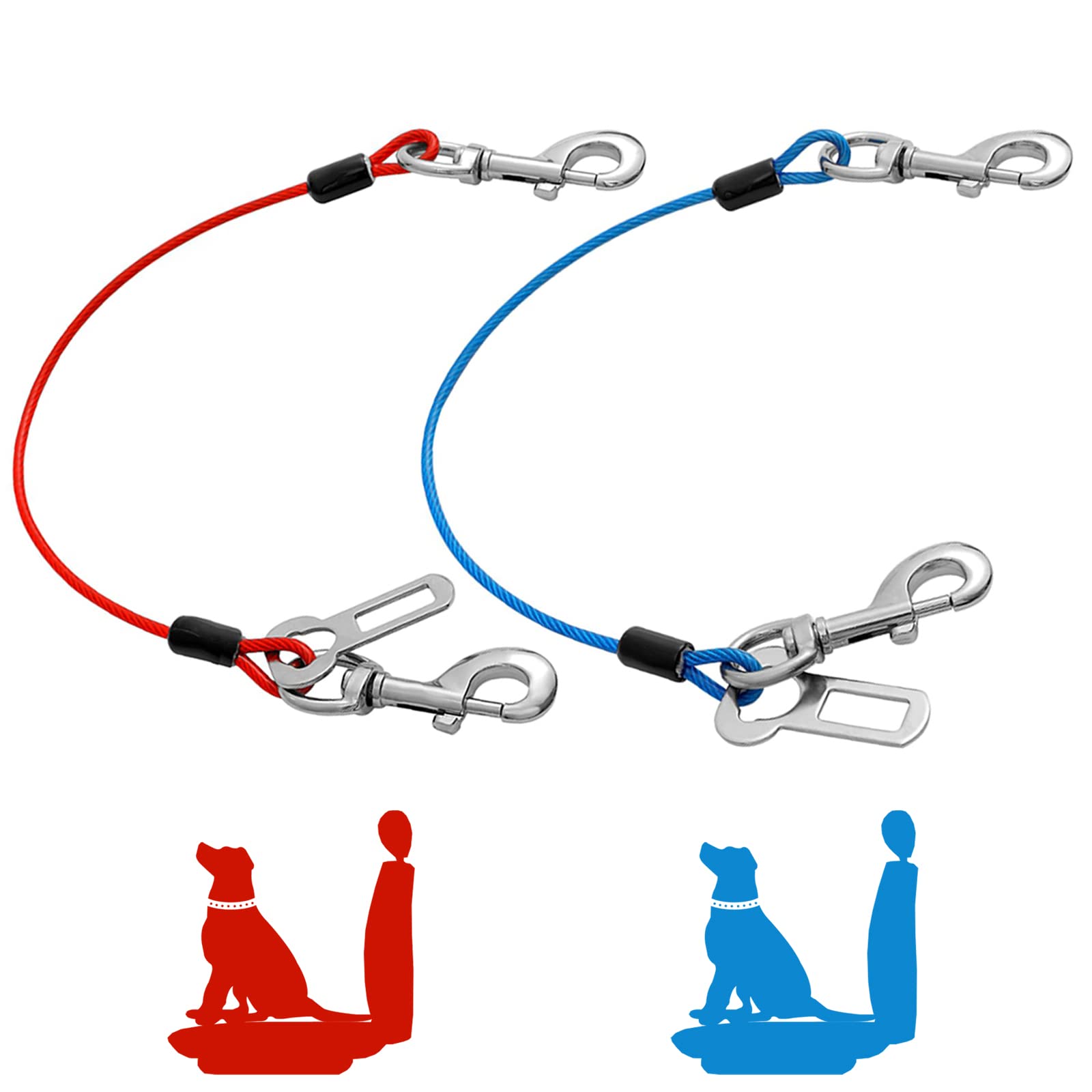 Mi Metty Dog Seat Belt Harness For Car, 2Pcs Dog Seatbelt Of Coated Wire Leash Safety Restraint, No Chew Tether Cable Vehicle Do