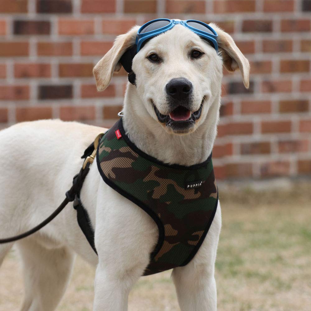 Puppia Soft Dog Harness No Choke Over-The-Head Triple Layered Breathable Mesh Adjustable Chest Belt And Quick-Release Buckle, Camouflage, X-Large