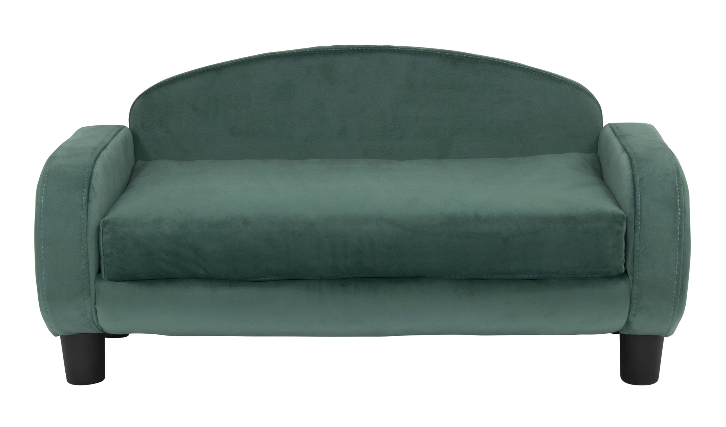 Paws & Purrs Modern Pet Sofa 31.5 Wide Low Back Lounging Bed with Removable Mattress Cover in Espresso/Teal