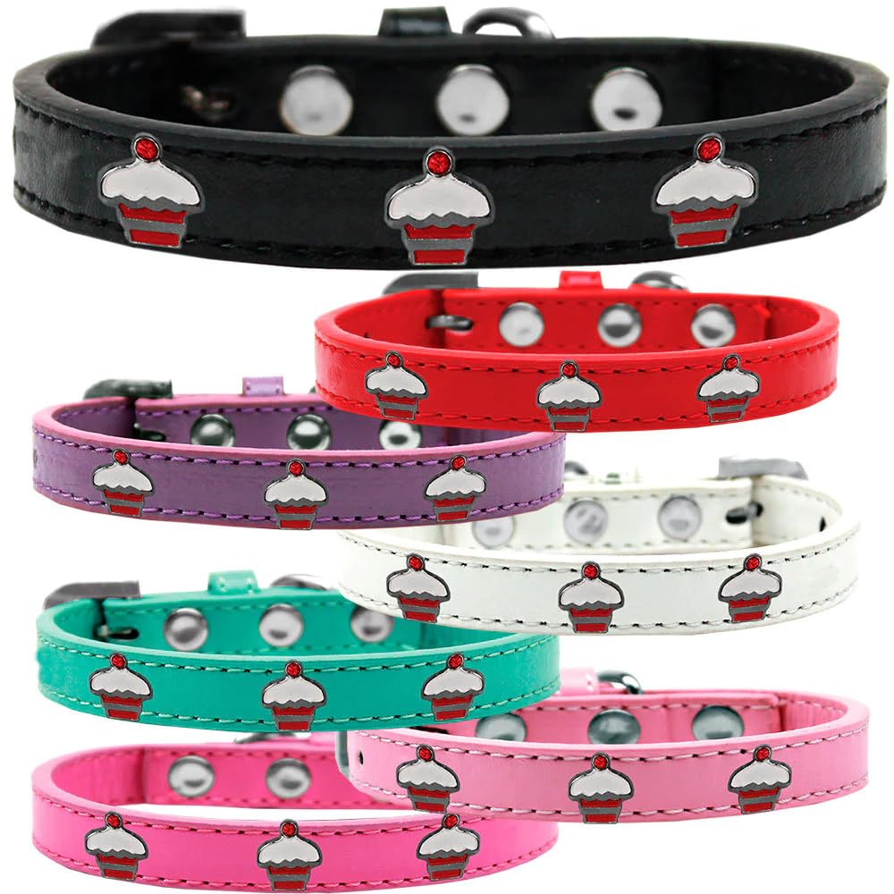 Dog, Puppy & Pet Widget Fashion Collar, Red Cupcake Aqua 10
