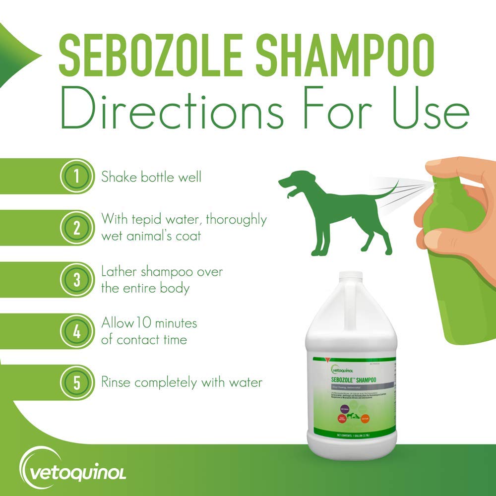 Vetoquinol Sebozole Shampoo With Miconazole Nitrate 2% And Chloroxylenol 1%, 128Oz