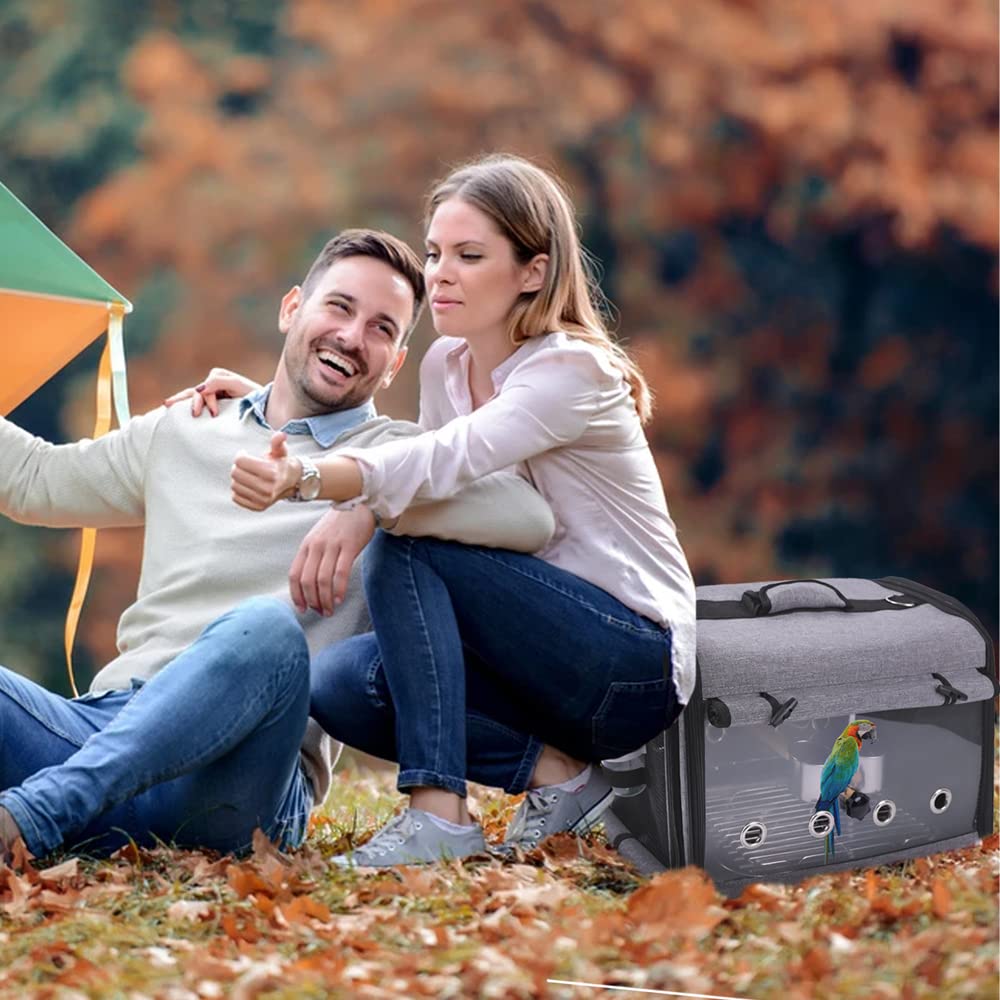 Suertree Bird Carrier Bag Bird Travel Cage With Stand, Lightweight Backpack For Parrot, Portable Bird Travel Bag, Pet Transparent Breathable Travel Cage