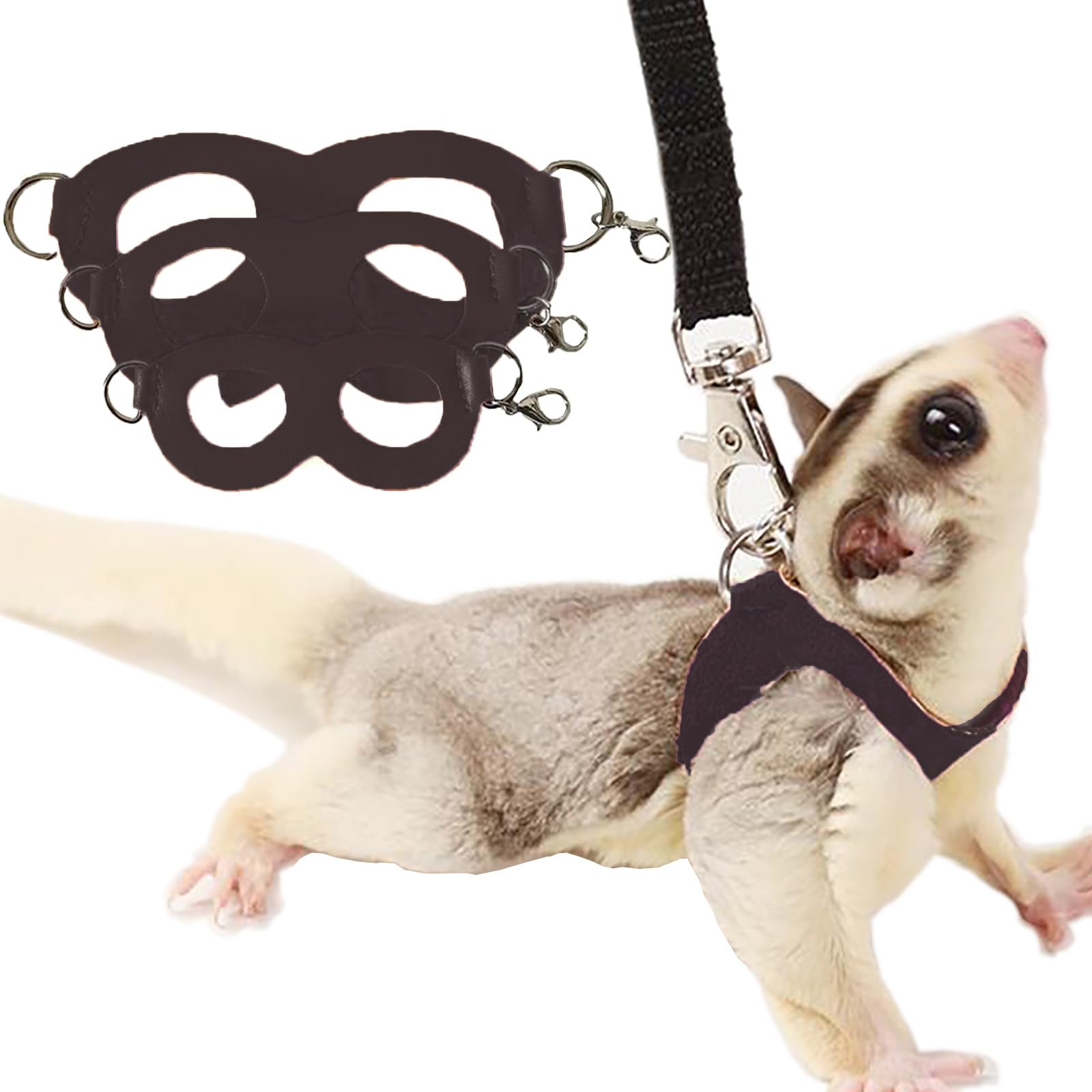 3 Pack Sugar Glider Harness And Leash Set Small Animal Training Walking Vest For Squirrel Hamster Rat-Black