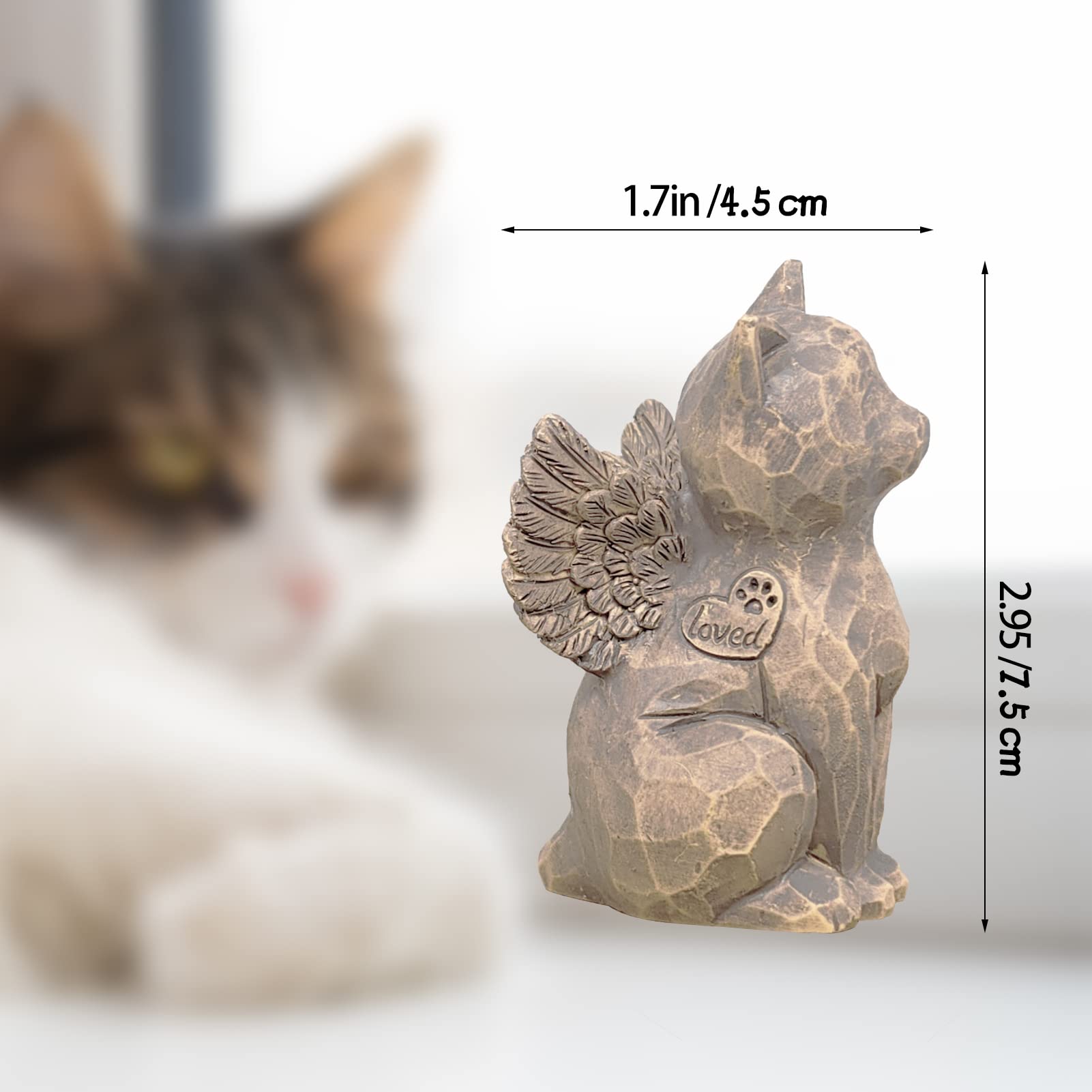 Tsyulog Cat Angel Memorial Figurine, Cat Memorial Gifts, Losing A Cat Sympathy Gift, Cat Gifts For Cat Lovers, Passed Away Cat Gift, Sculpted Hand-Painted Figure