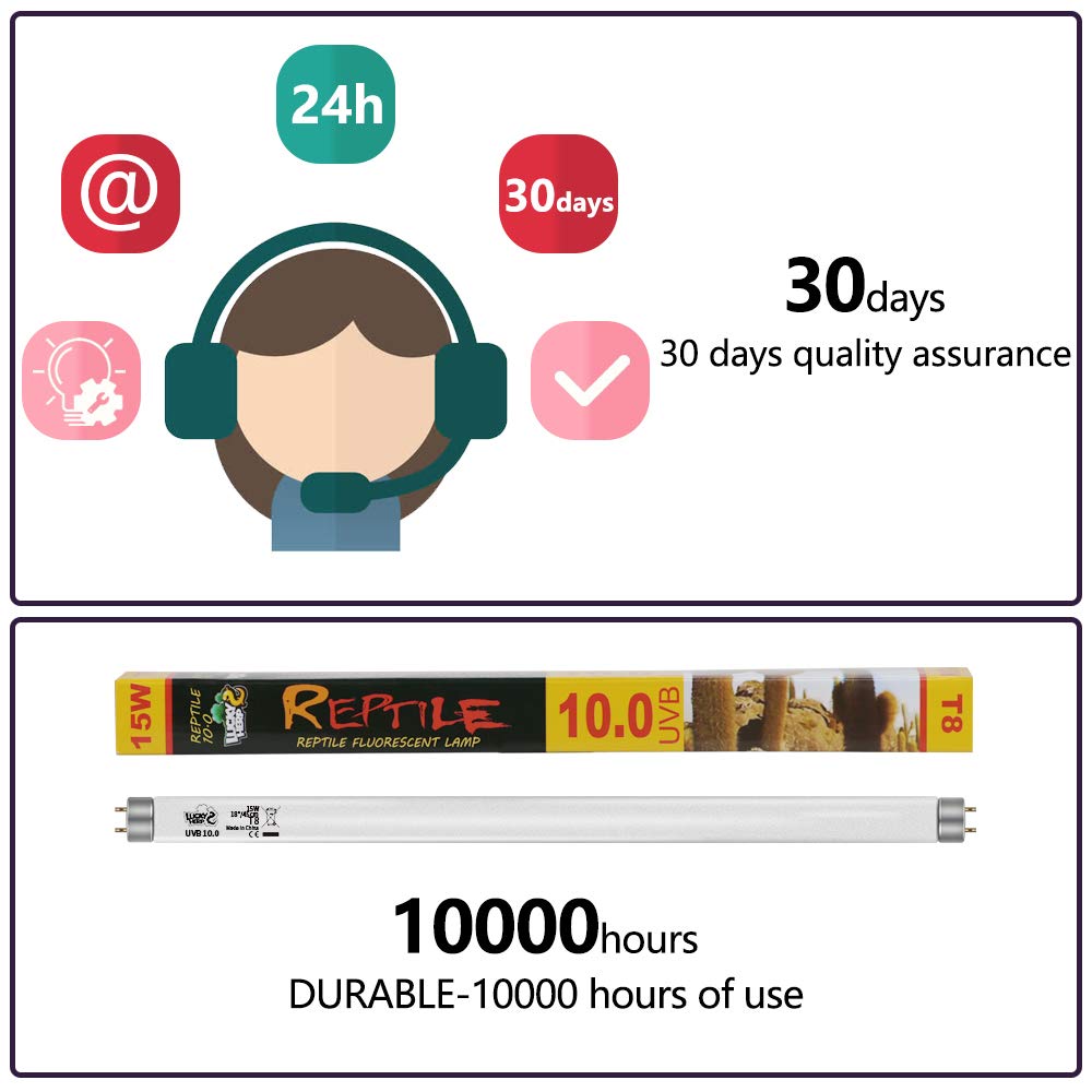 Lucky Herp 18Inch 15W T8 Uvb 10.0 Reptile Light, Uva Uvb Bulb, Fluorescent Lamp For Reptiles Amphibian