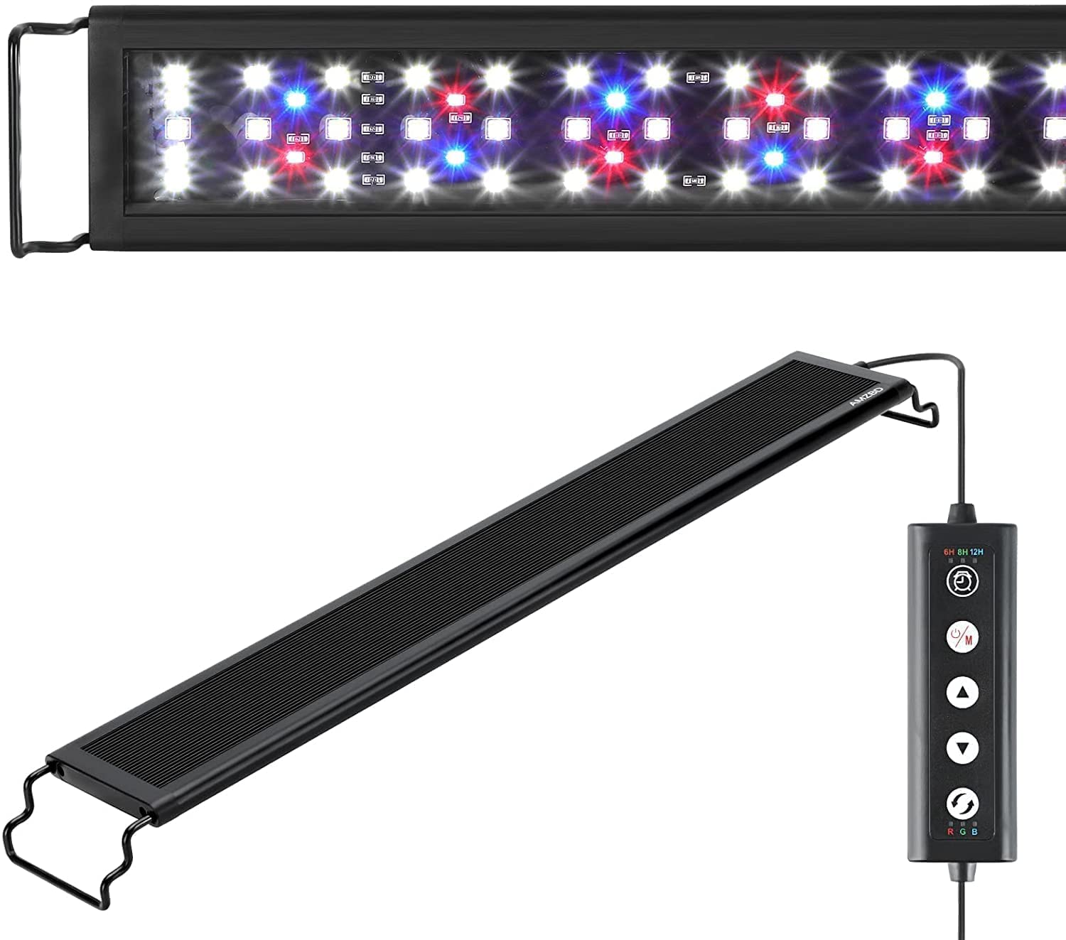Amzbd Led Aquarium Light,Full Spectrum Aquarium Light,Diy & Wrgb Color Temperature Adjustment,3 Timing Modes,Brightness Adjusted Fish Light,Expandable Bracket Aquarium Lamp For Fish Tank(36-42Inch)