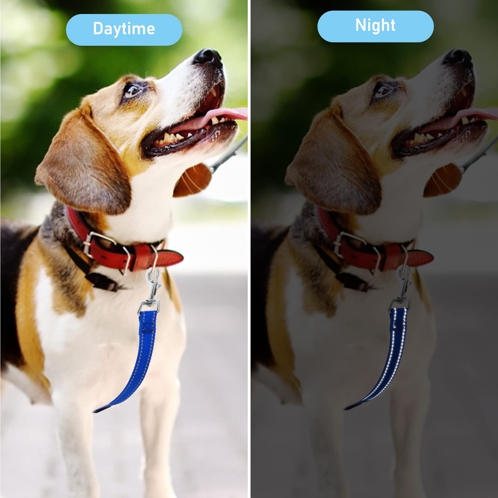 Cobee Dog Collar Clips, 2 Pcs Reflective Nylon Puppy Collar, Backup Collar, Safety Adjustable Pet Dog Collar Harness Connector, Double Ended Backup Clasp Clip For Dog Puppies(Red, Blue)
