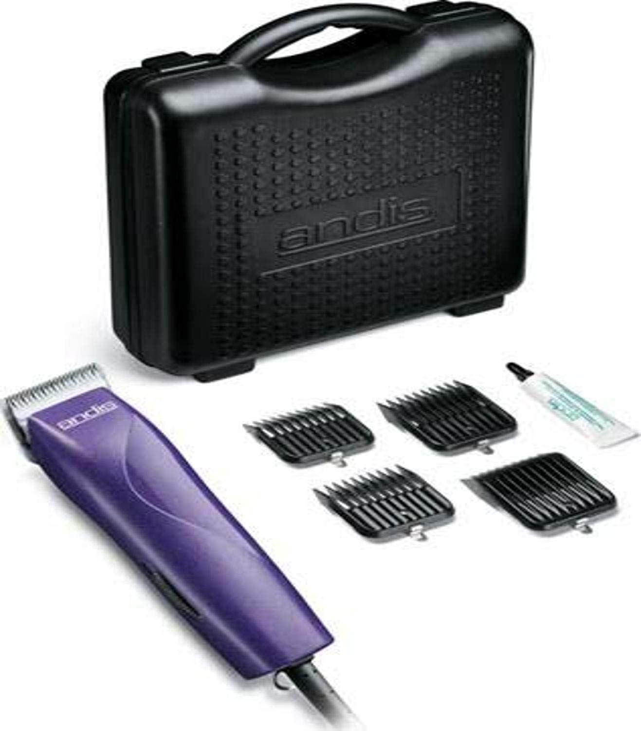 Andis 21420 Easyclip Pro-Animal 7-Piece Detachable Blade Clipper Kit, Animal/Dog Grooming, Purple Mbg-2