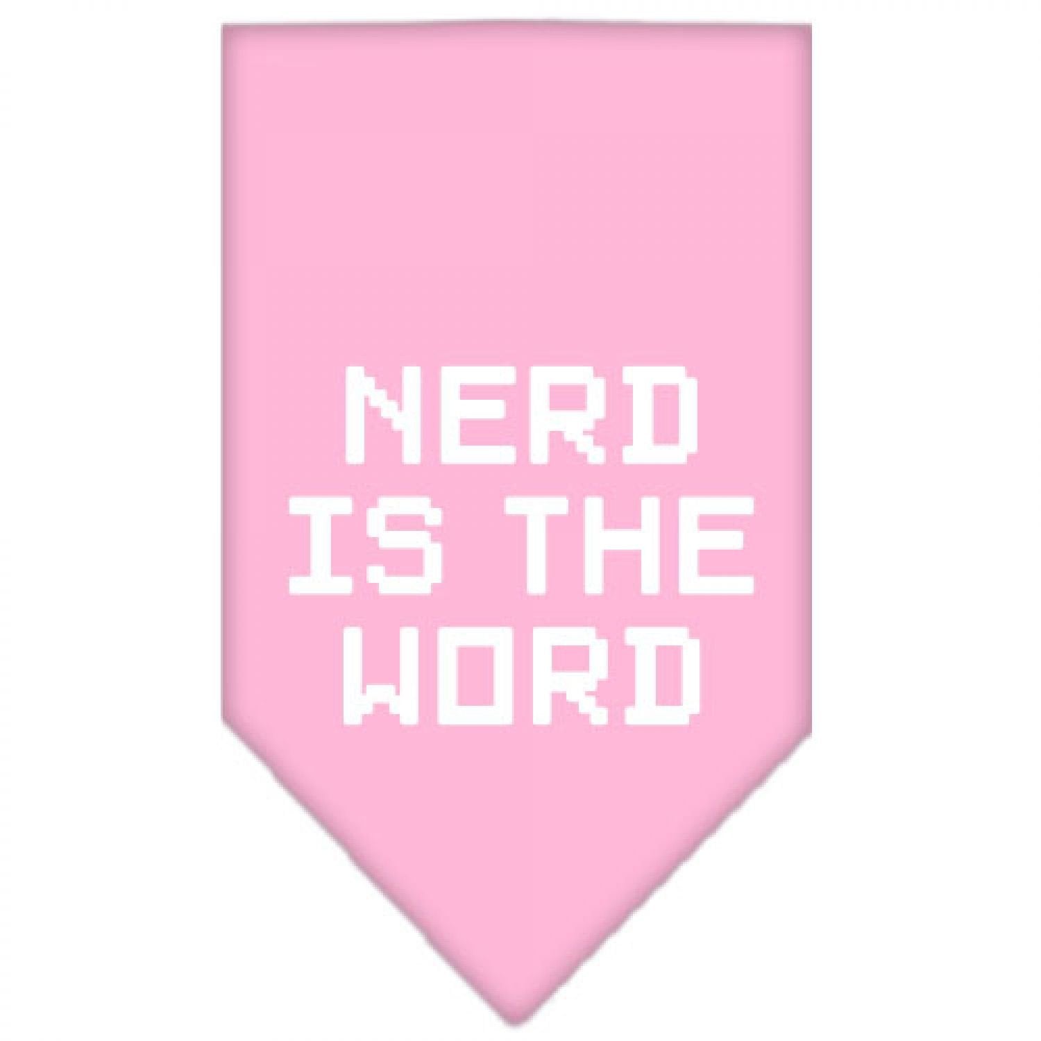 Pet and Dog Bandana Screen Printed, &quot;Nerd Is The Word&quot; Light Pink Small