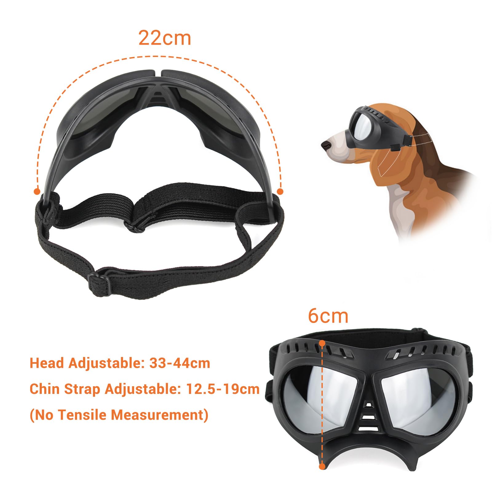Billionchains Dog Goggles Windproof For Small-Medium Breeds Dog Sunglasses Anti-Uv With Adjustable Straps For Small Dog - Silver