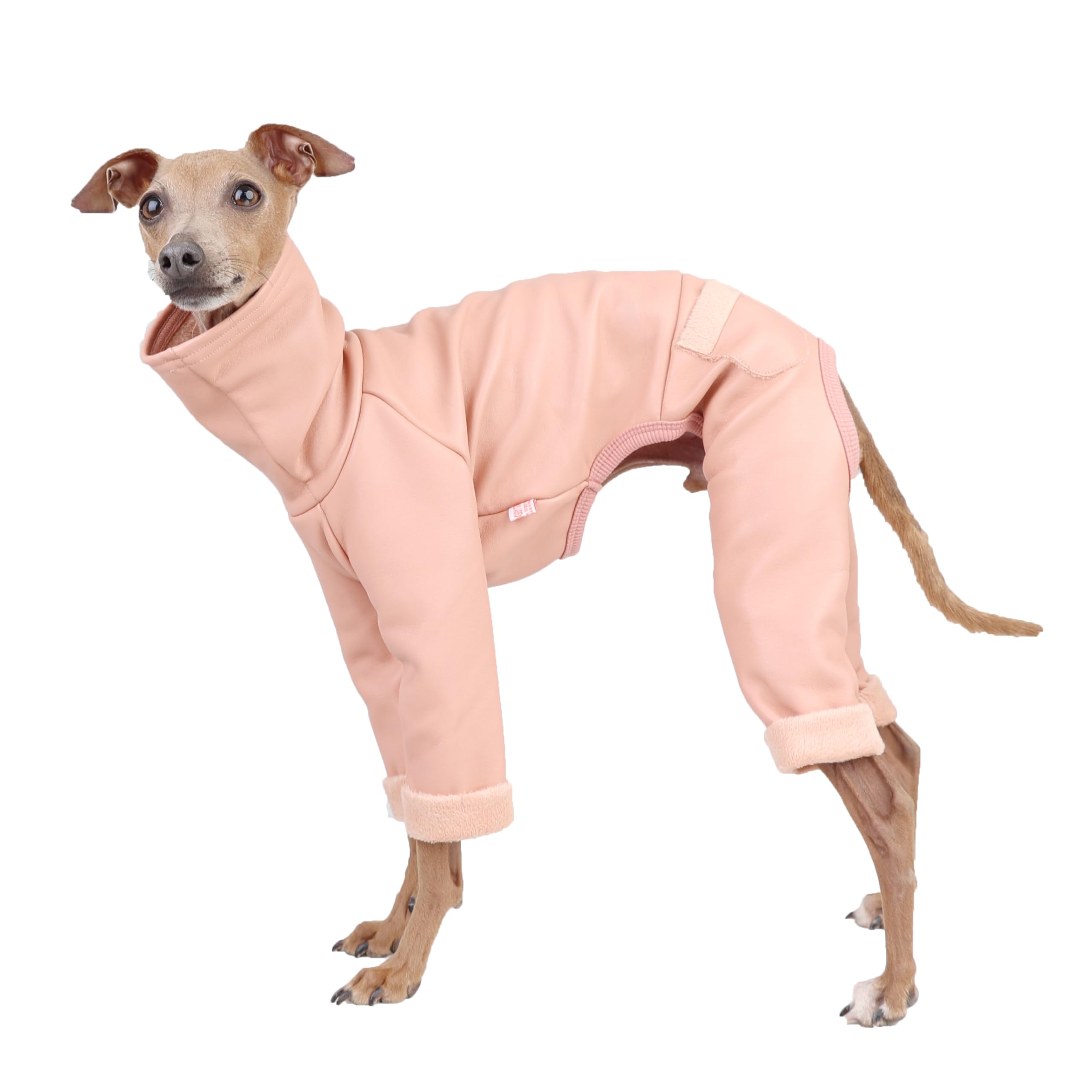 D Doggy Star Italian Greyhound Coat Stretchable Aartificial Leather Fleece Lining Clothes Whippet For Dog (3Xl,Leather Pink)