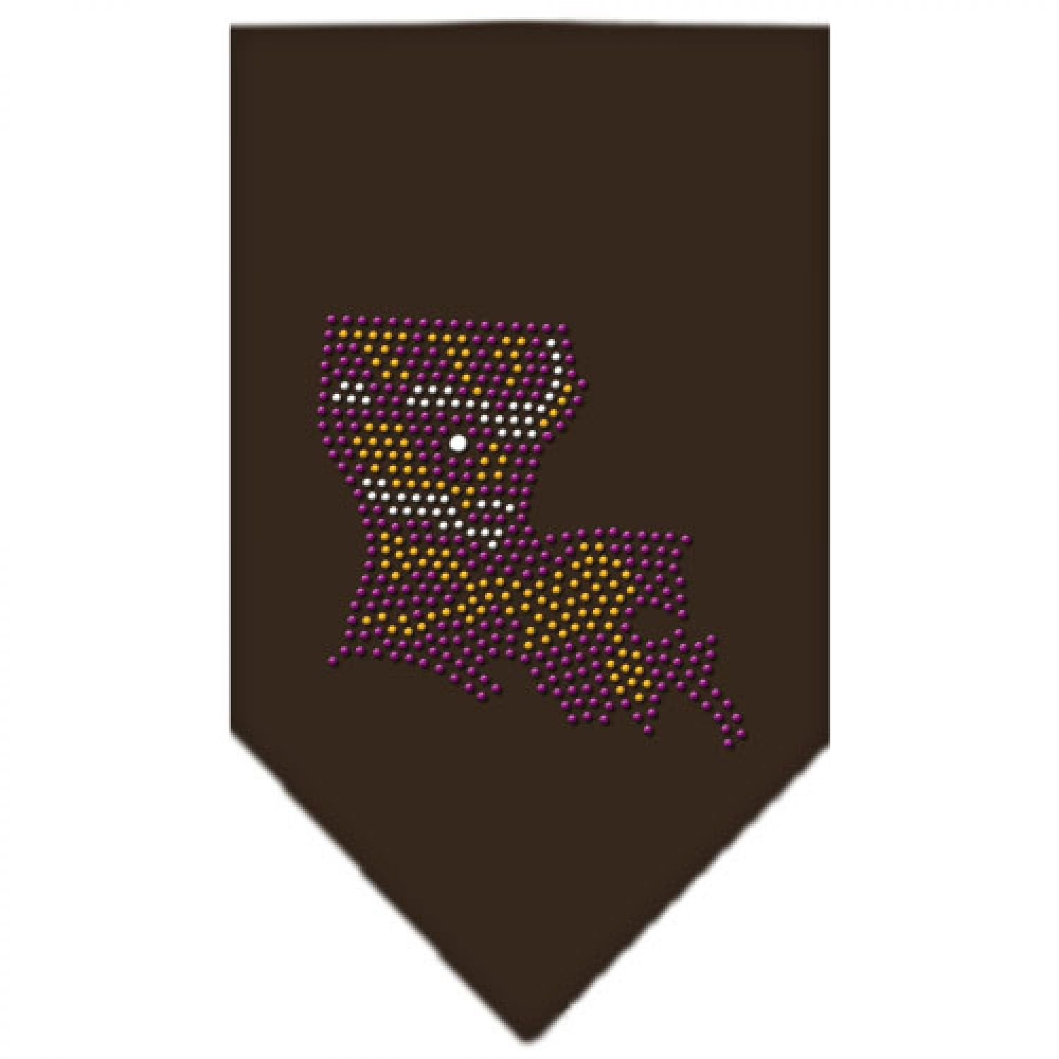 Pet and Dog Bandana Rhinestone, "Louisiana" Cocoa Large