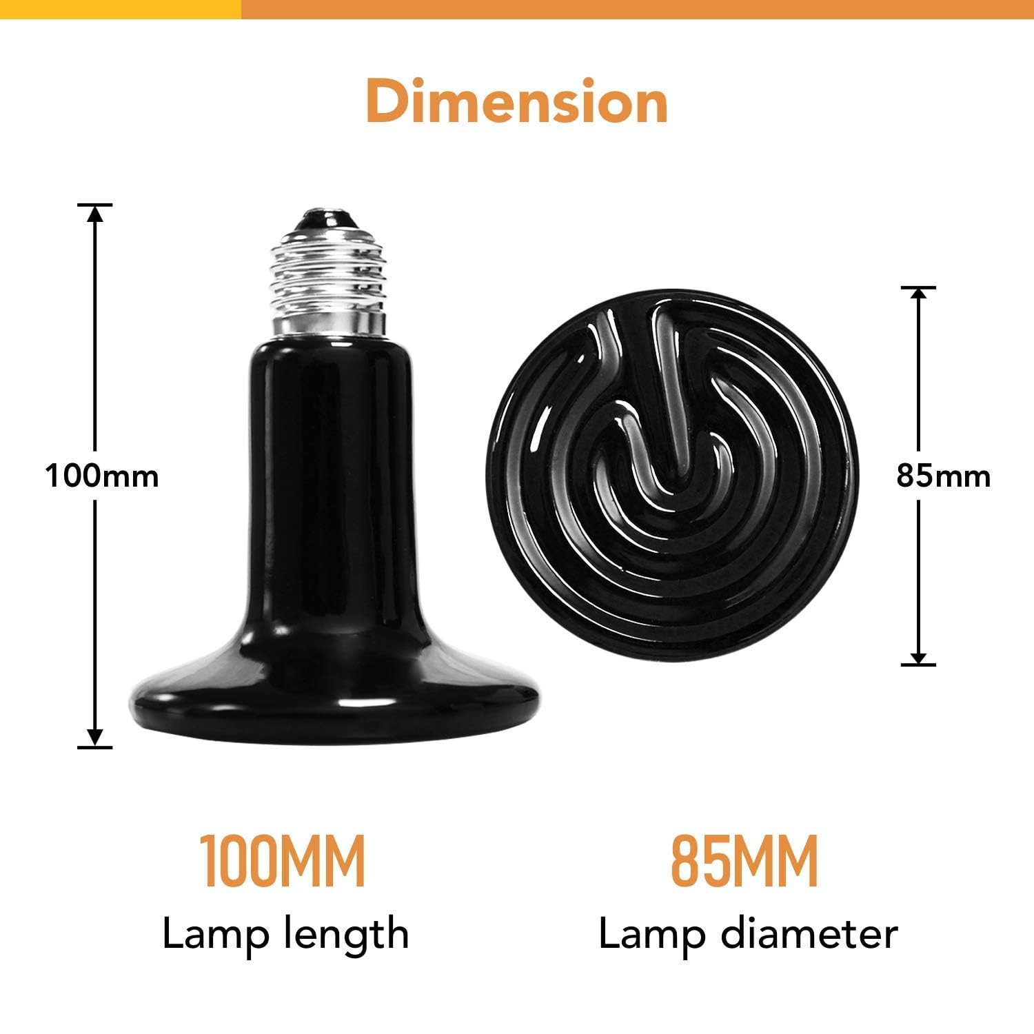 Simple Deluxe 100W Reptile Ceramic Heat Lamp Bulb and 150W Clamp Light with 8.5 Inch Reflector for Amphibian Pet, Silver 2024 Ve