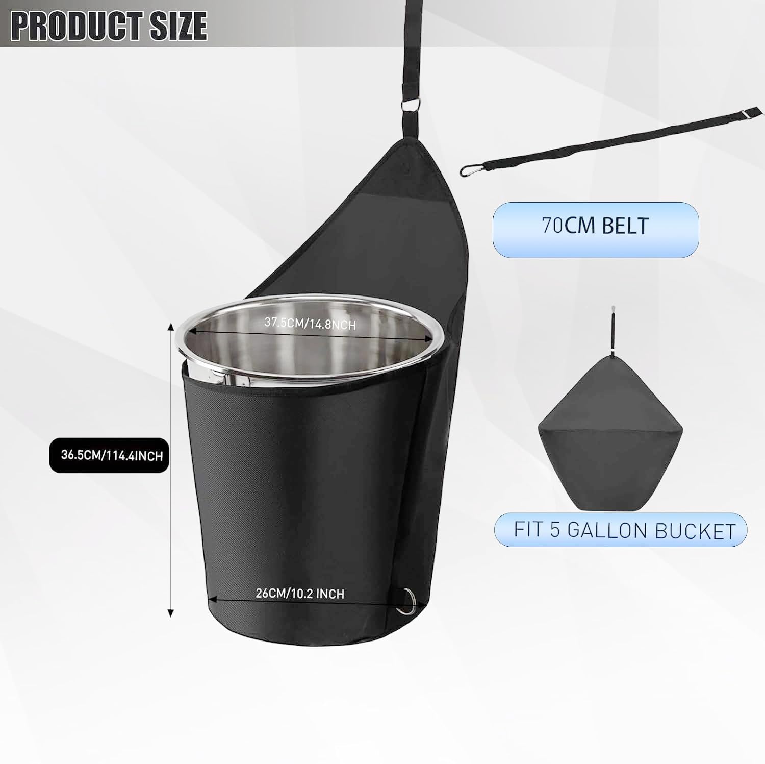 HDYEGY 3Pcs Horse Feed Bag Trailer Bucket Bag Hanging Bucket Holder for 5 Gallon Water Bucket,1600D Oxford Horse Trailer Organiz