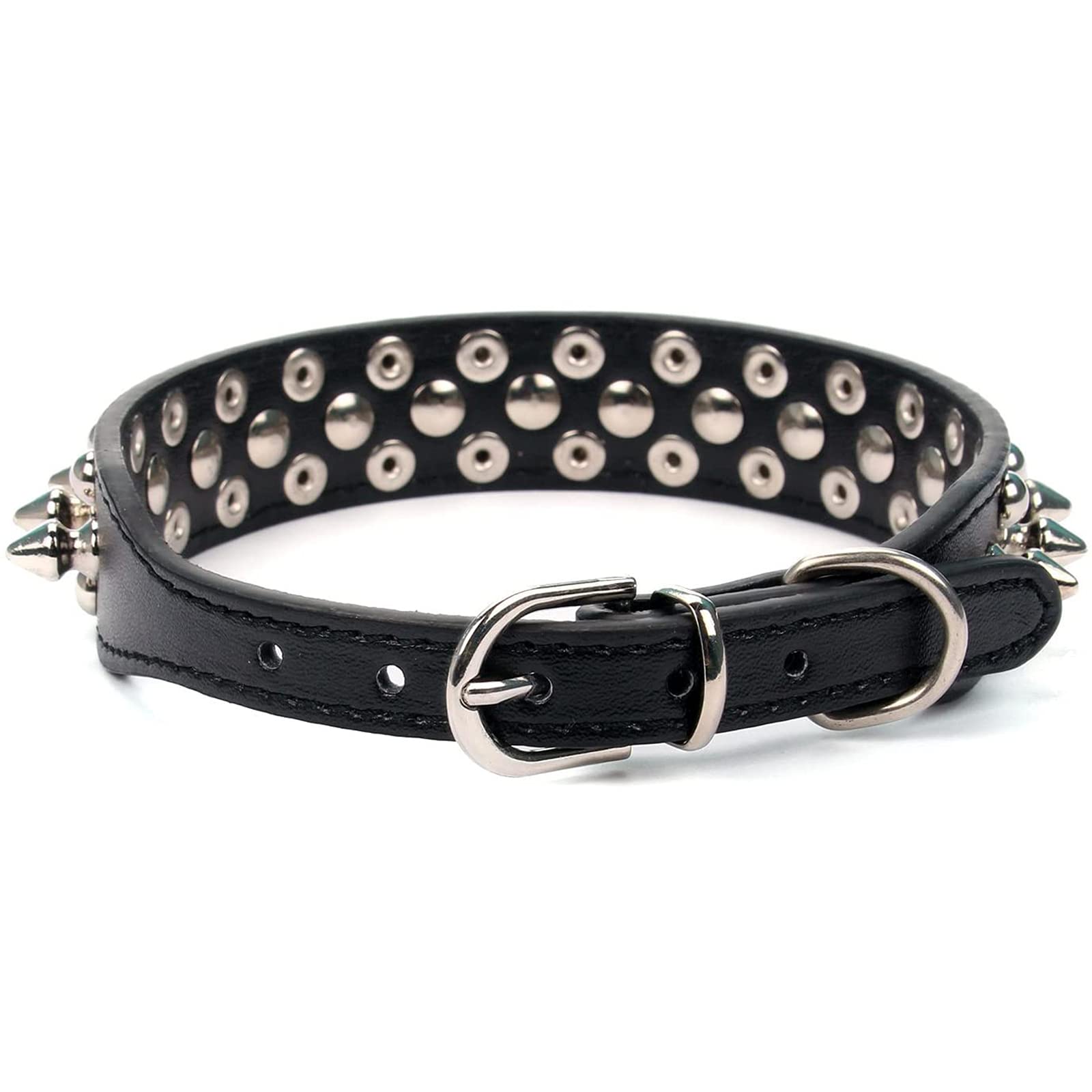 Petcare Spiked Dog Collar Black Soft Pu Leather Funny Mushrooms Rivet Spike Studded Puppy Collar Adjustable Outdoor Pet Dog Collar For Small Medium Large Dogs Cats Chihuahua Pug Pit Bull Dog Collars