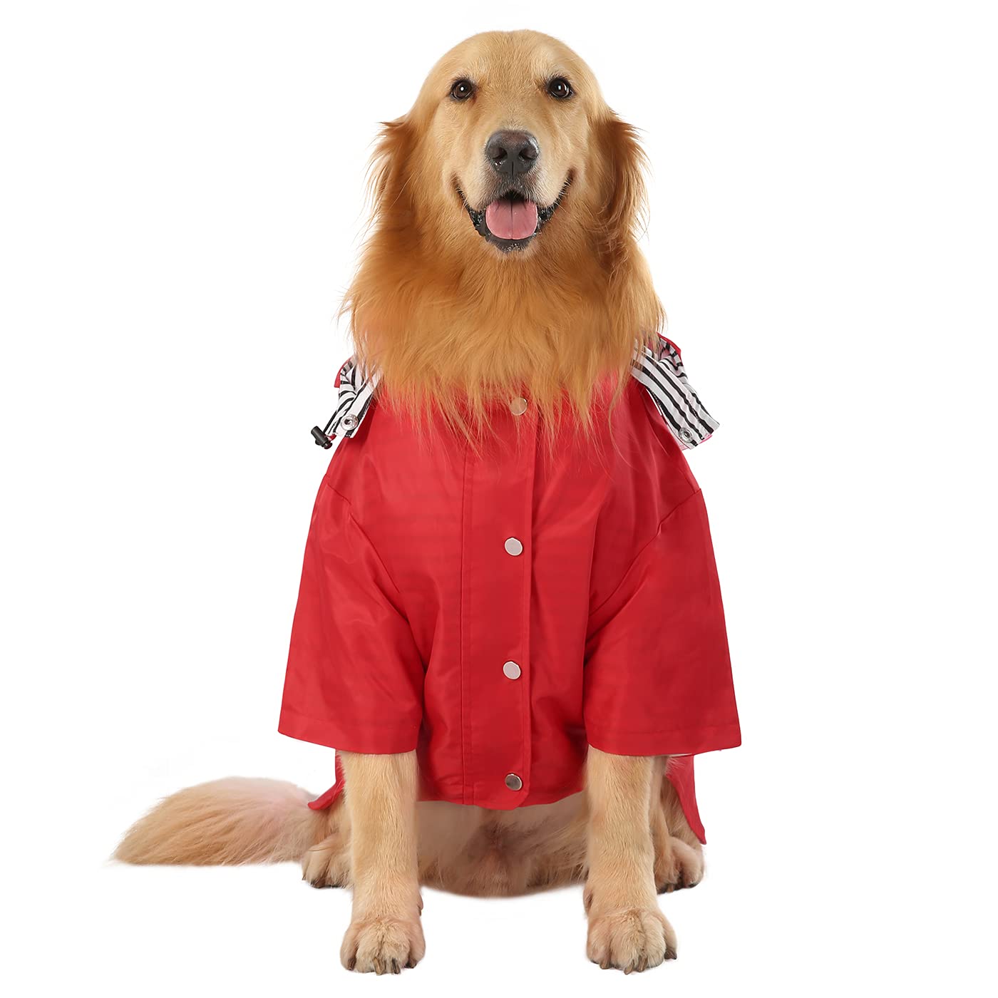 HDE Dog Raincoat Double Layer Zip Rain Jacket with Hood for Small to Large Dogs Red - 2XL