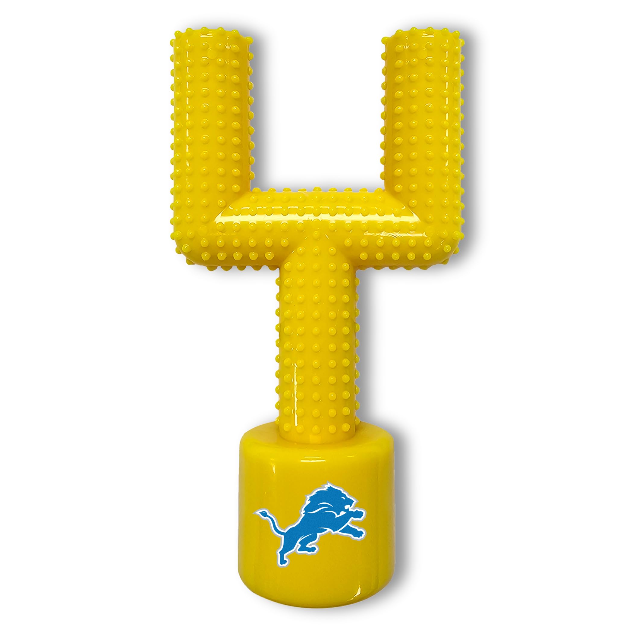 Nfl Detroit Lions Mega- Chew Hard Nylon Bacon-Flavored Dog Bone Football Goal Post Chew Toy. Interactive Tasty Fun Dog Chew Toy.